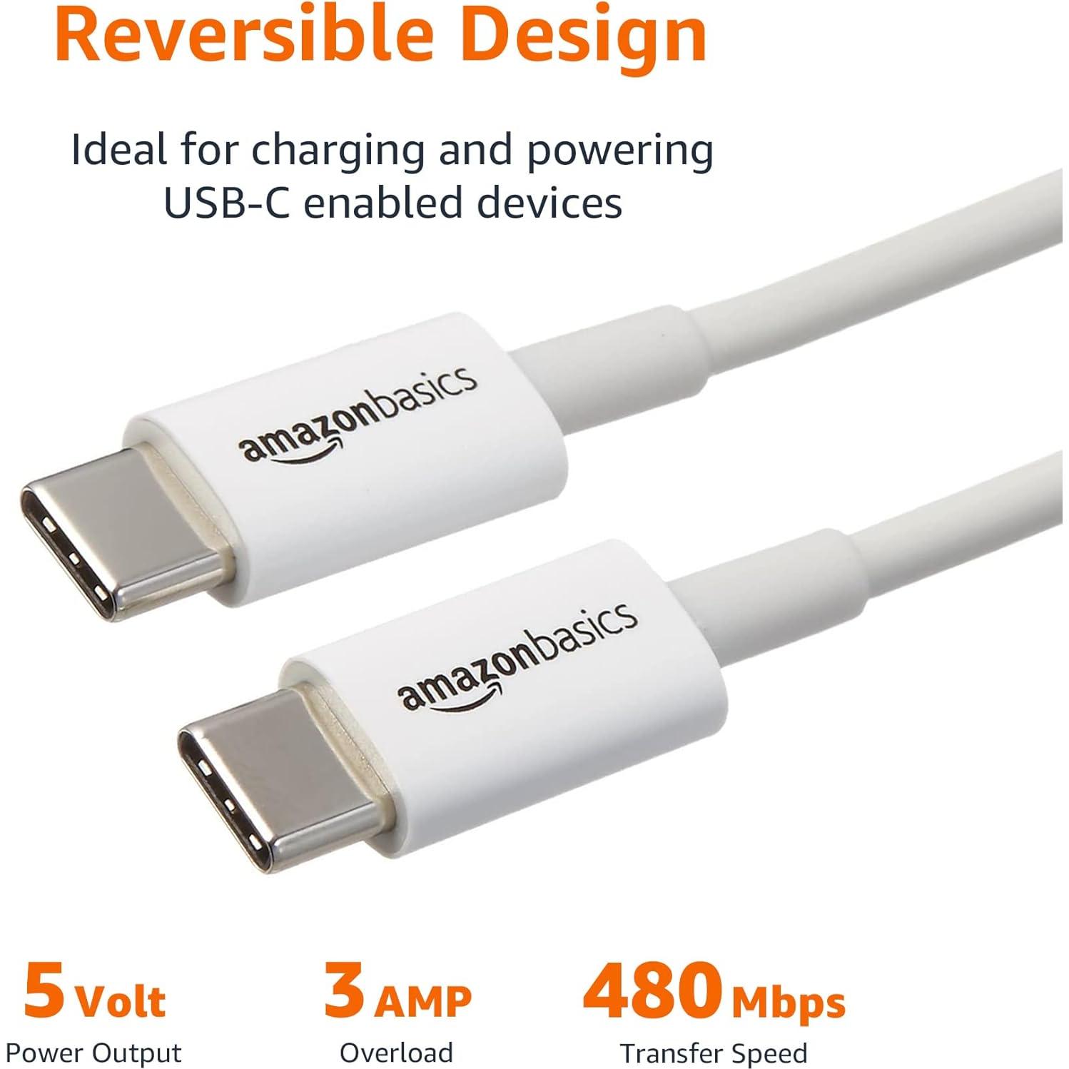 Cable de Carga Rápida USB-C a USB-C Amazon Basics 1.83m