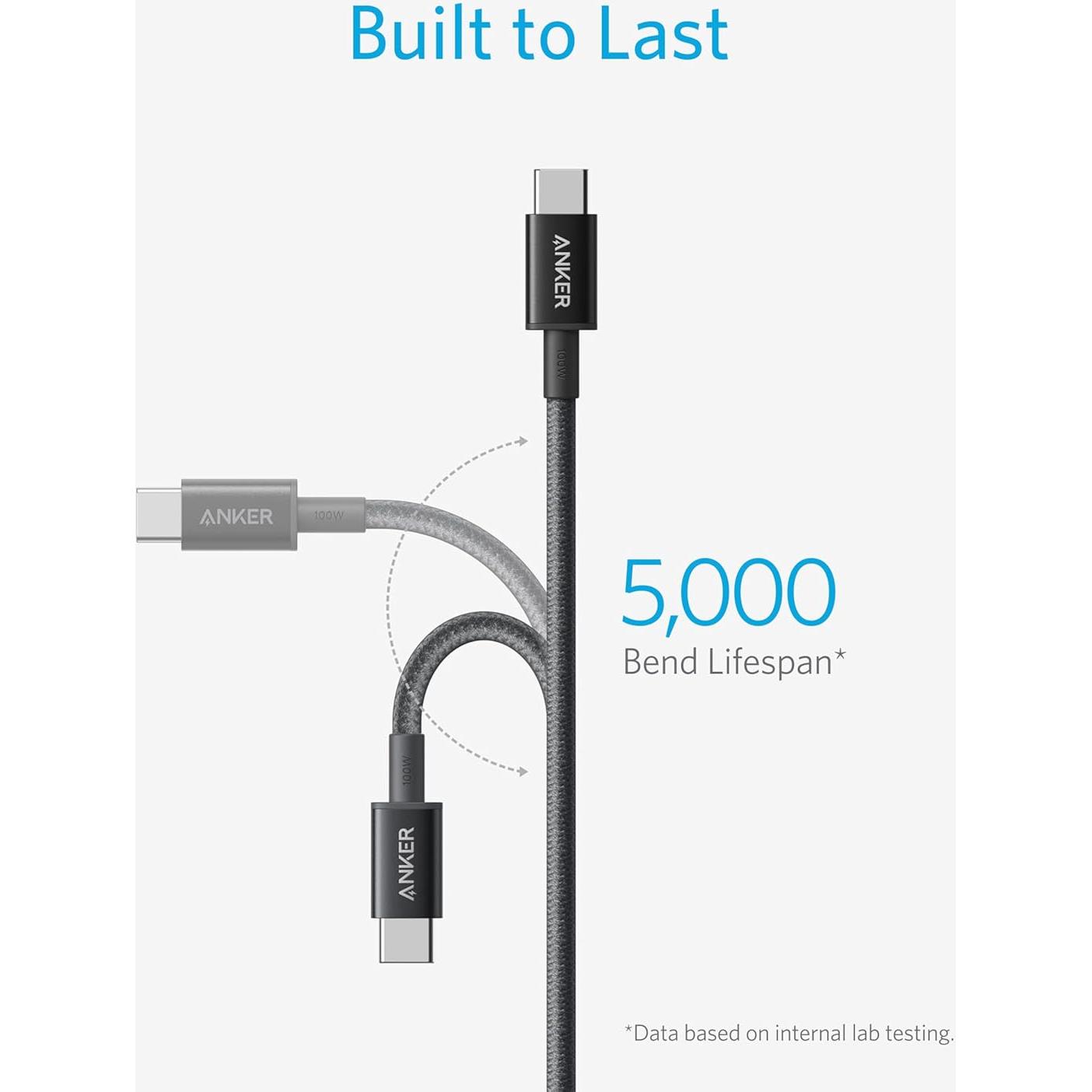 Cable USB C a USB C Anker 100W 3.05m Carga Rápida Negro