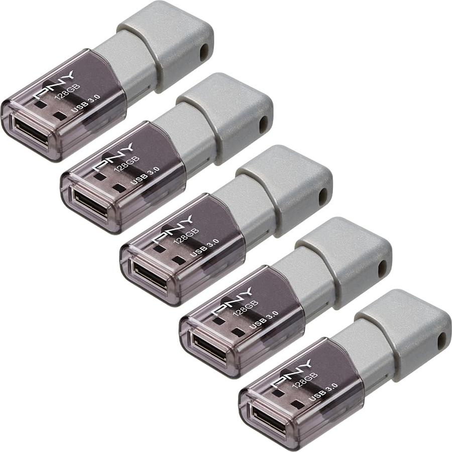 PNY Turbo Attaché 3 USB 3.0 128GB 5-Pack Gris - 100MB/s