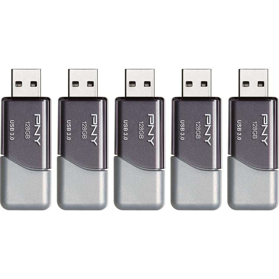 PNY Turbo Attaché 3 USB 3.0 128GB 5-Pack Gris - 100MB/s