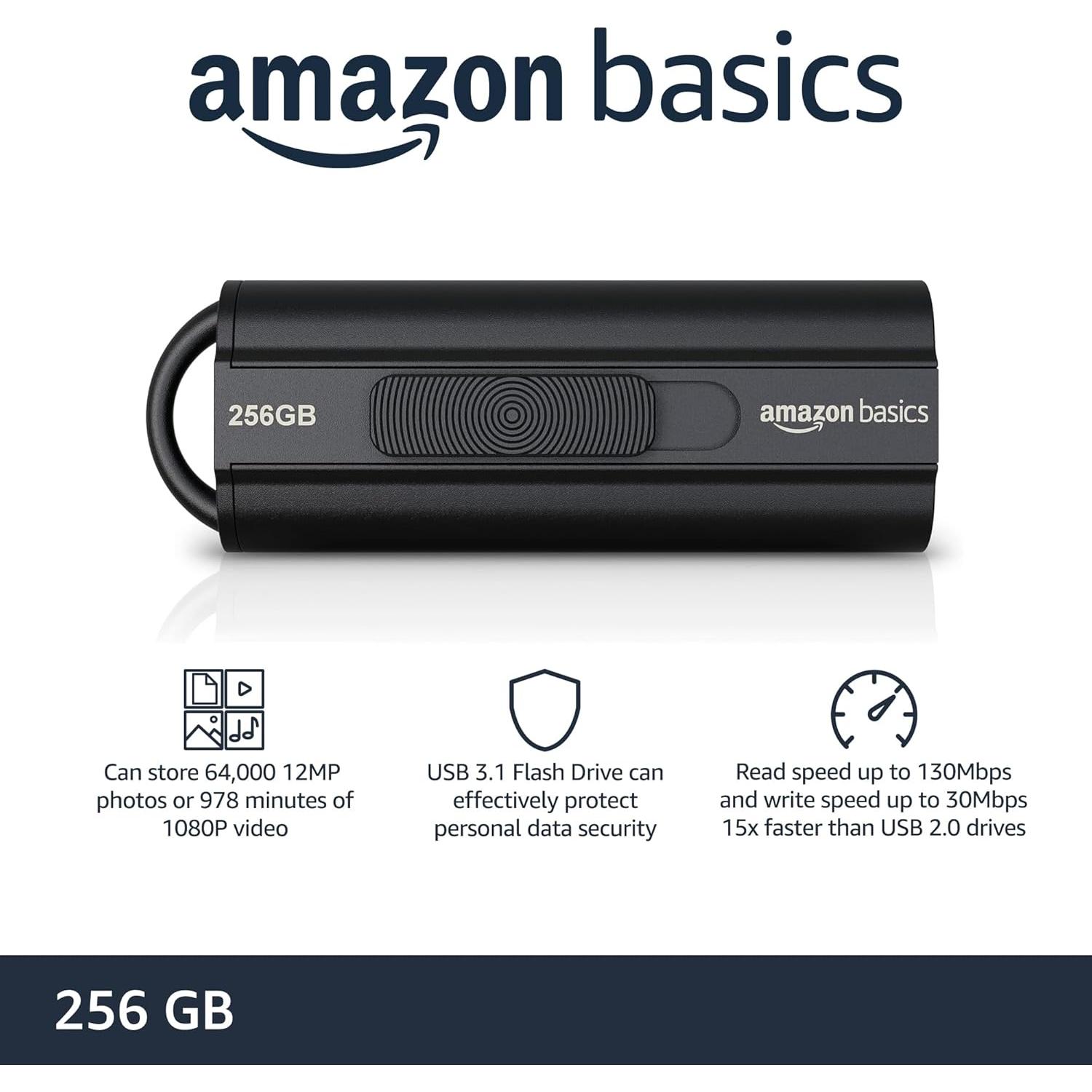 Unidad Flash USB 3.1 Amazon Basics 256GB Alta Velocidad