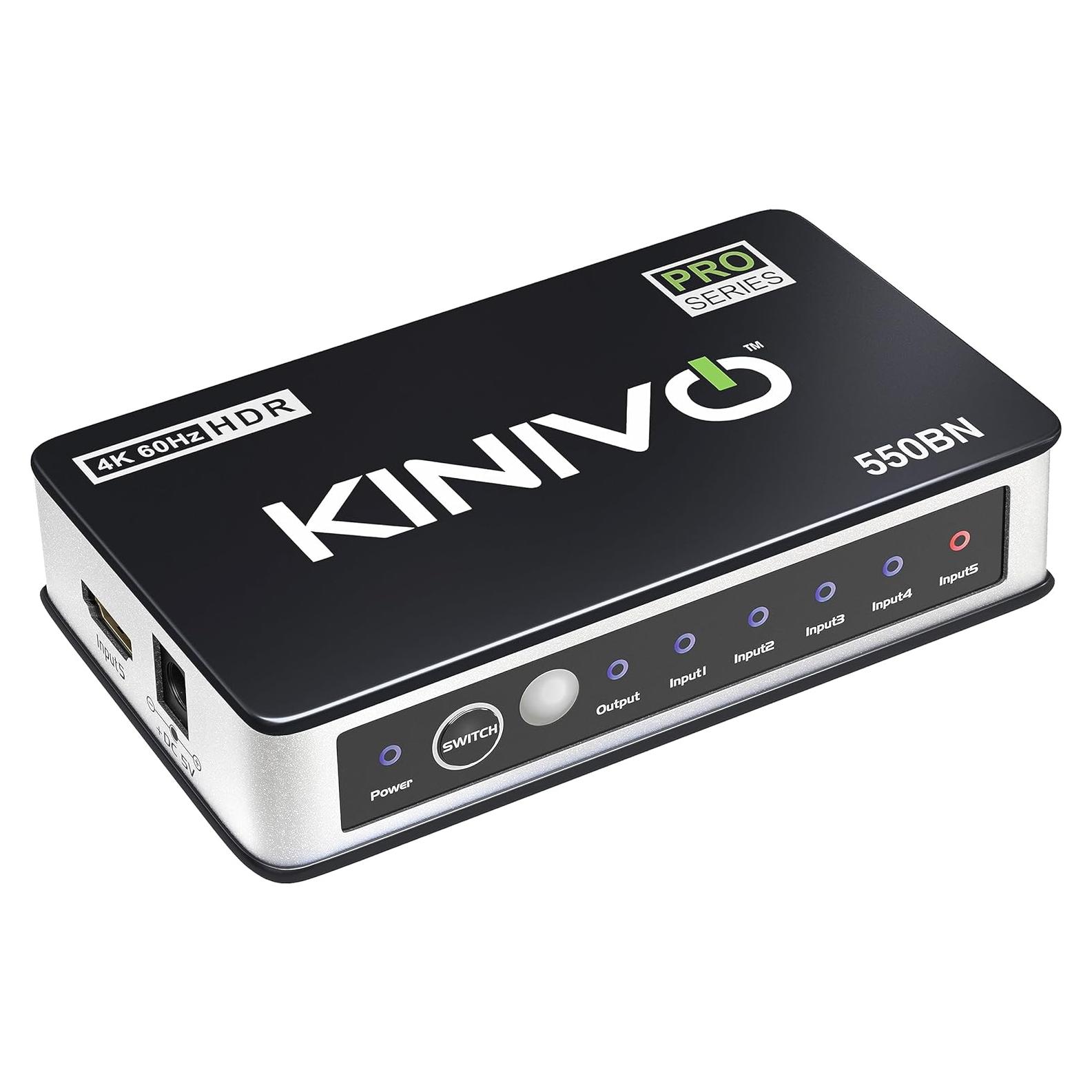 Switch HDMI Kinivo 550BN 4K 60Hz 5 en 1 con control remoto