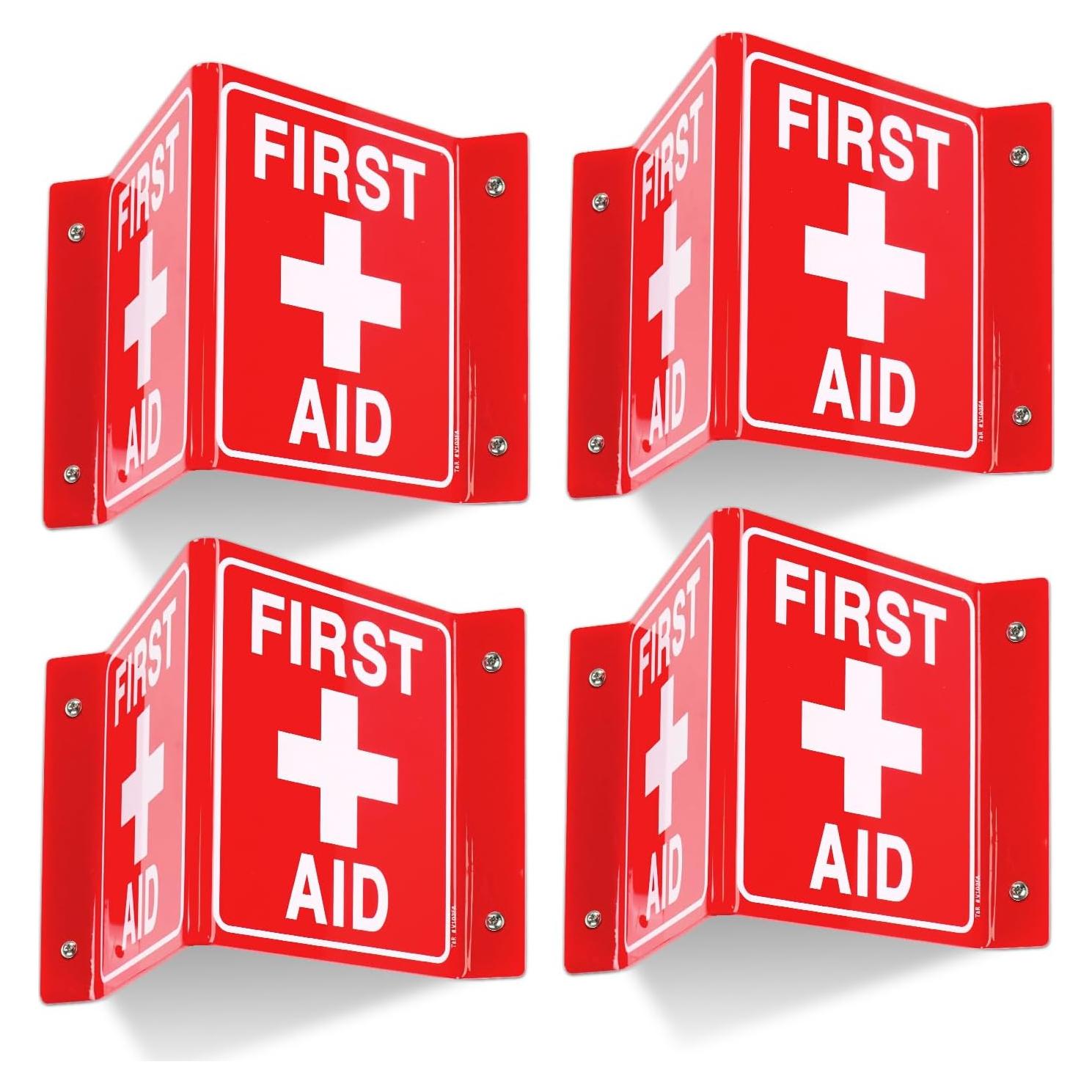 Señal de Primeros Auxilios T&R - 4 Piezas Acrílico 20.32x15.24cm
