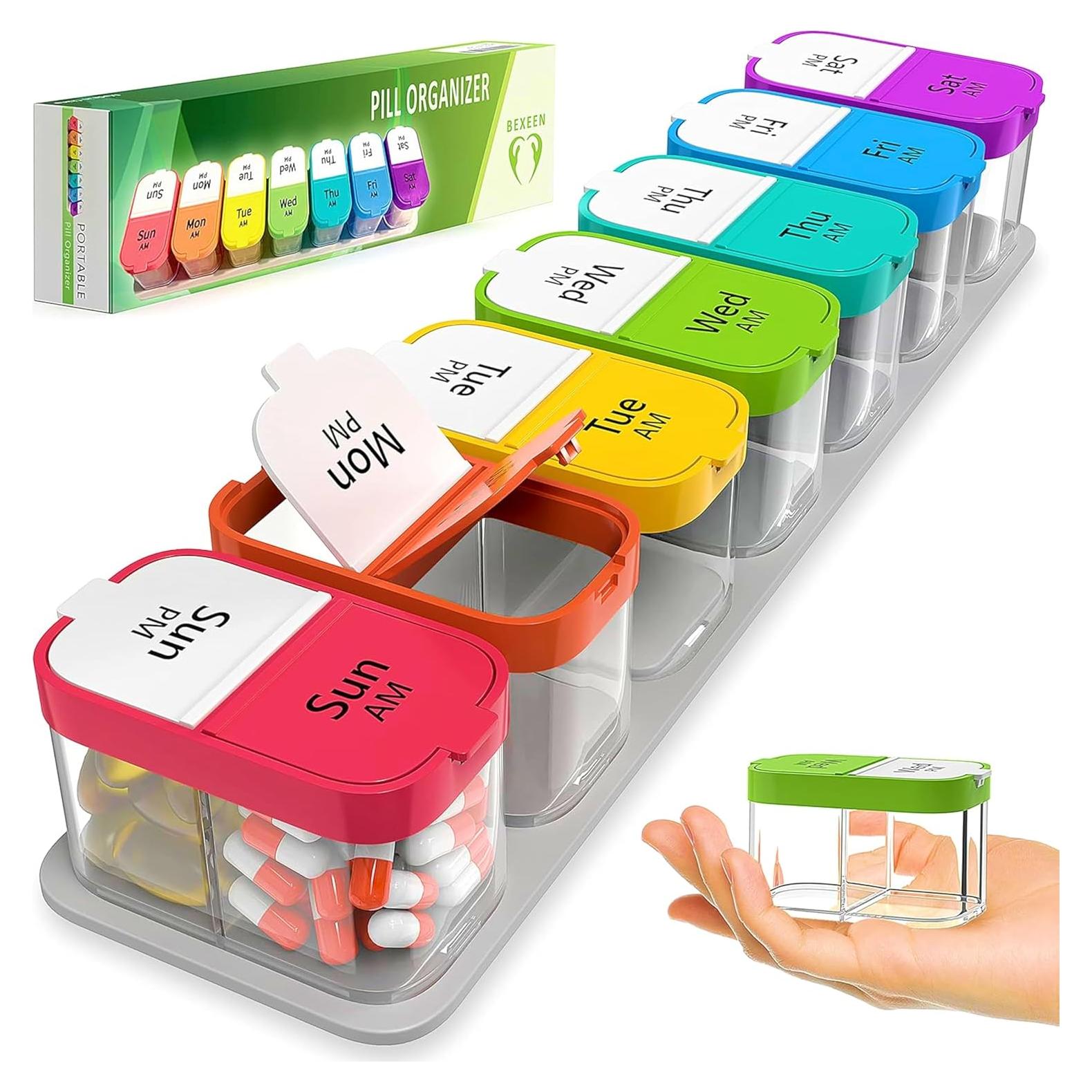 Organizador de Pastillas Semanal XL Bexeen - 7 Compartimentos AM PM