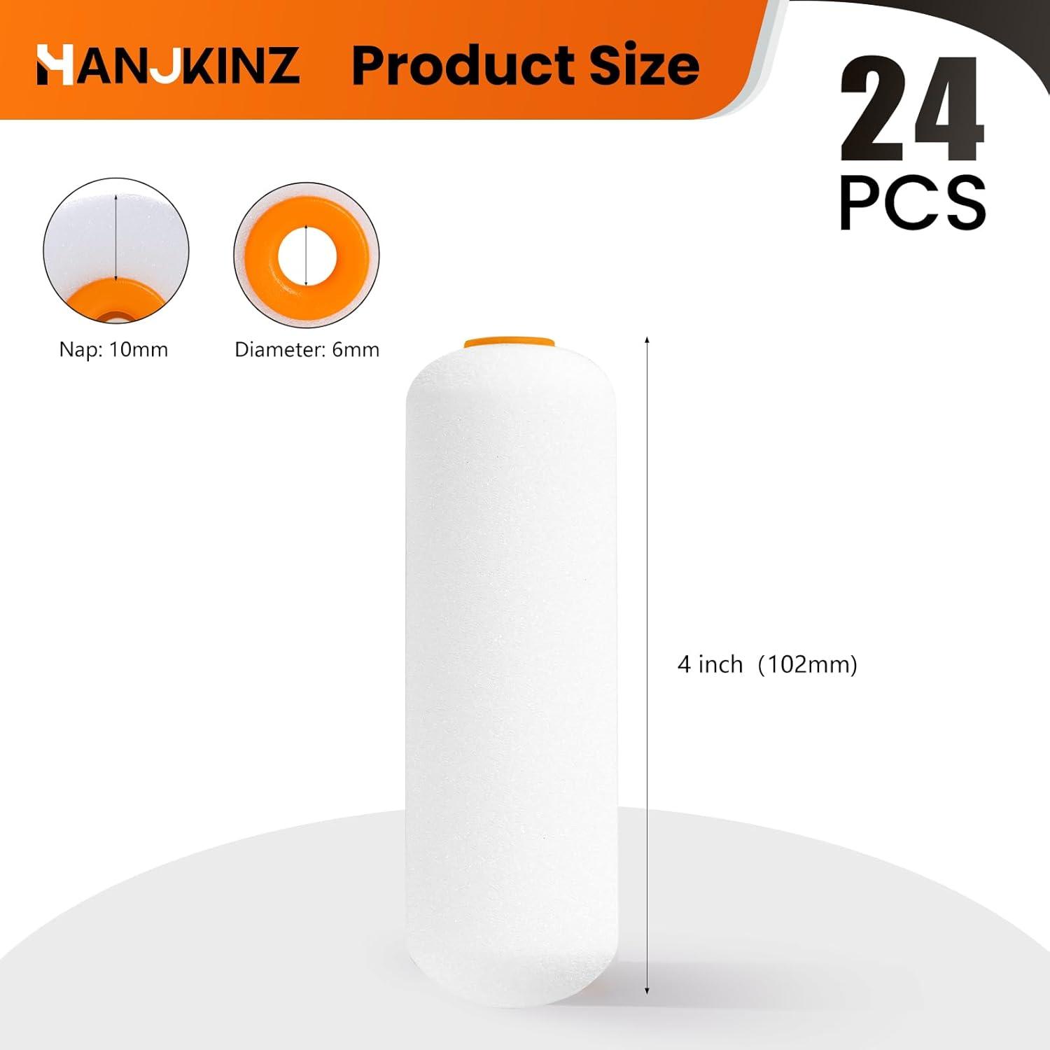 Rodillo de Pintura de Espuma HANJKINZ 24 Pcs 10 cm Alta Densidad