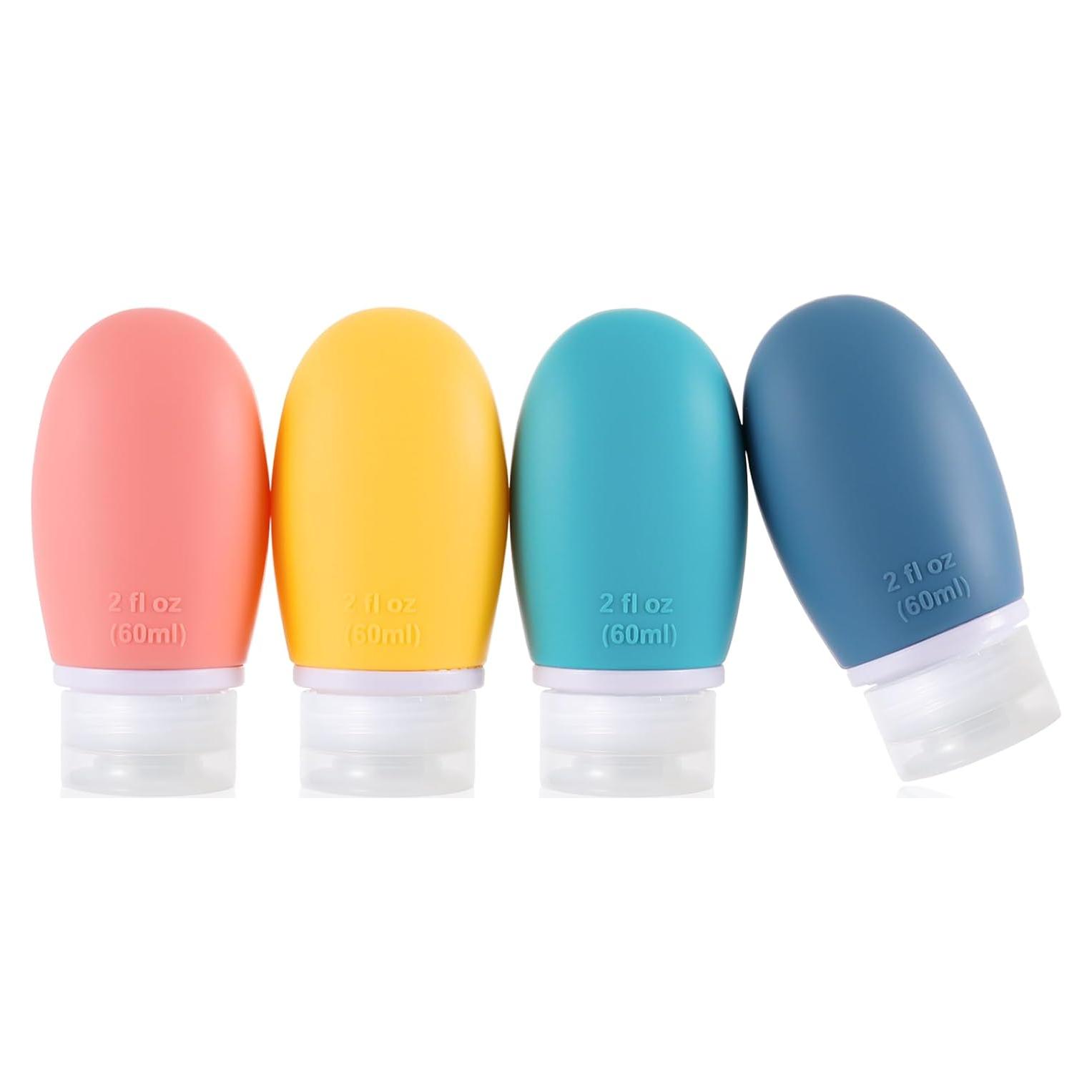 Botellas de Silicona de Viaje LIYUABU 60ml Paquete de 4 Antifugas