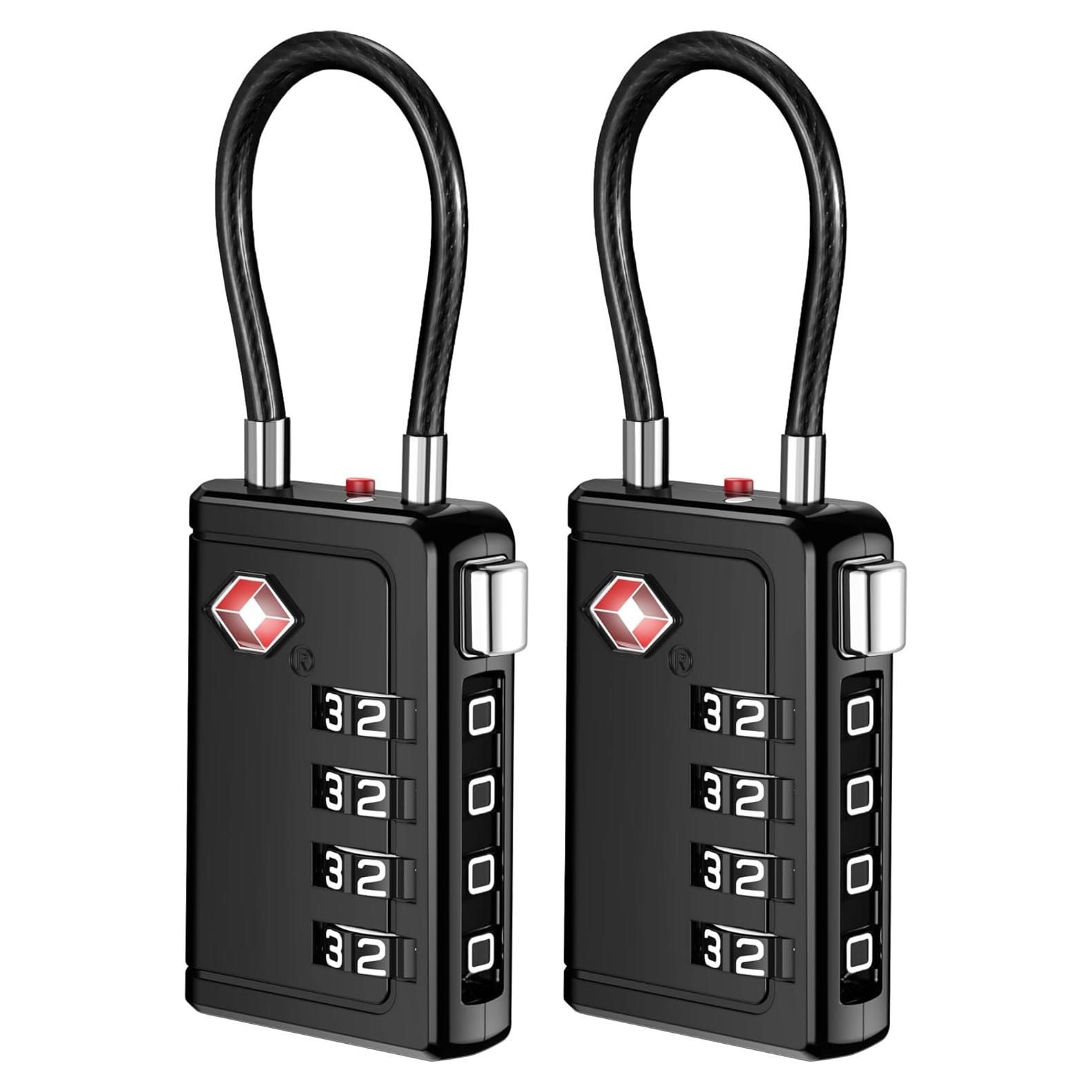 Candados de Viaje TSA Puroma 2 Piezas Negro 4 Dígitos