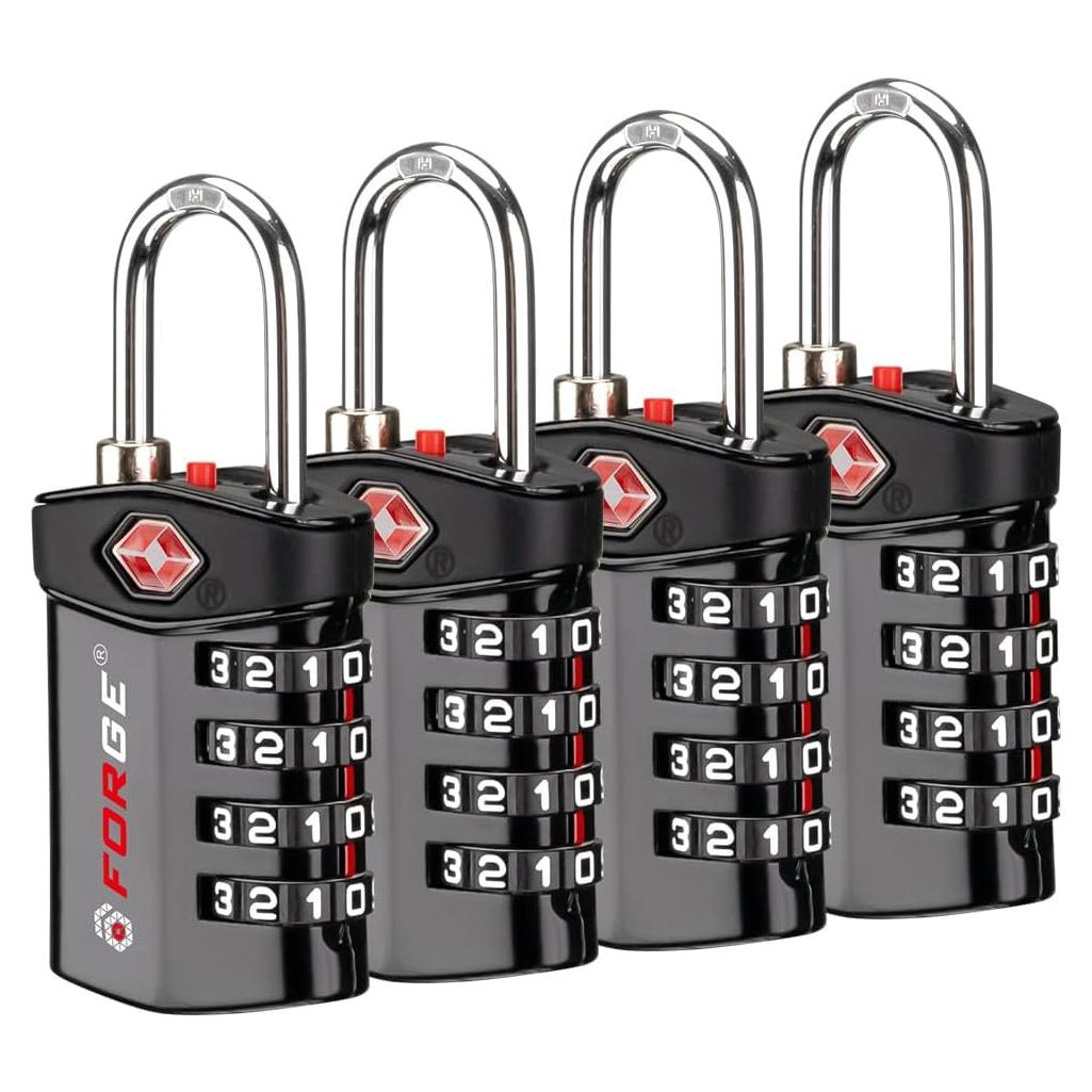Candado de Viaje Forge TSA 4 Pack, Combinación, Negro