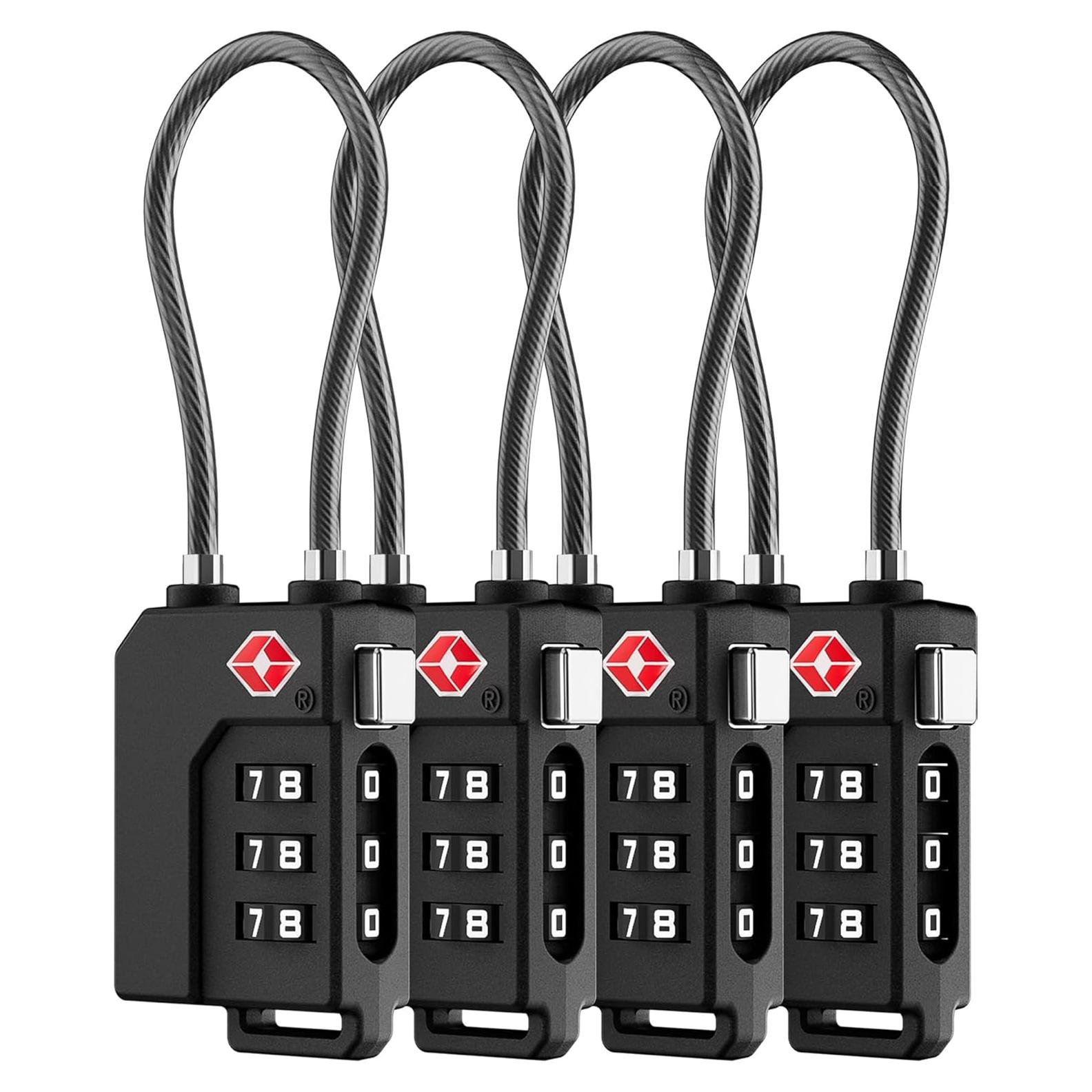 Candados TSA LUGGEX para Equipaje - 4 Unidades, Negro