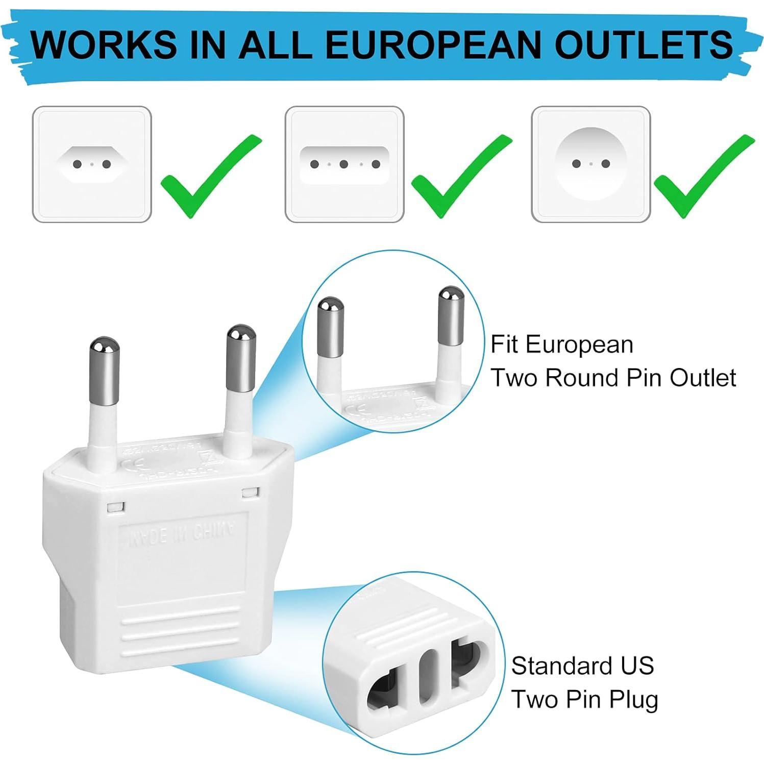 Adaptador de Enchufe Europeo Tipo C Romeda - 6 Paquetes Blanco