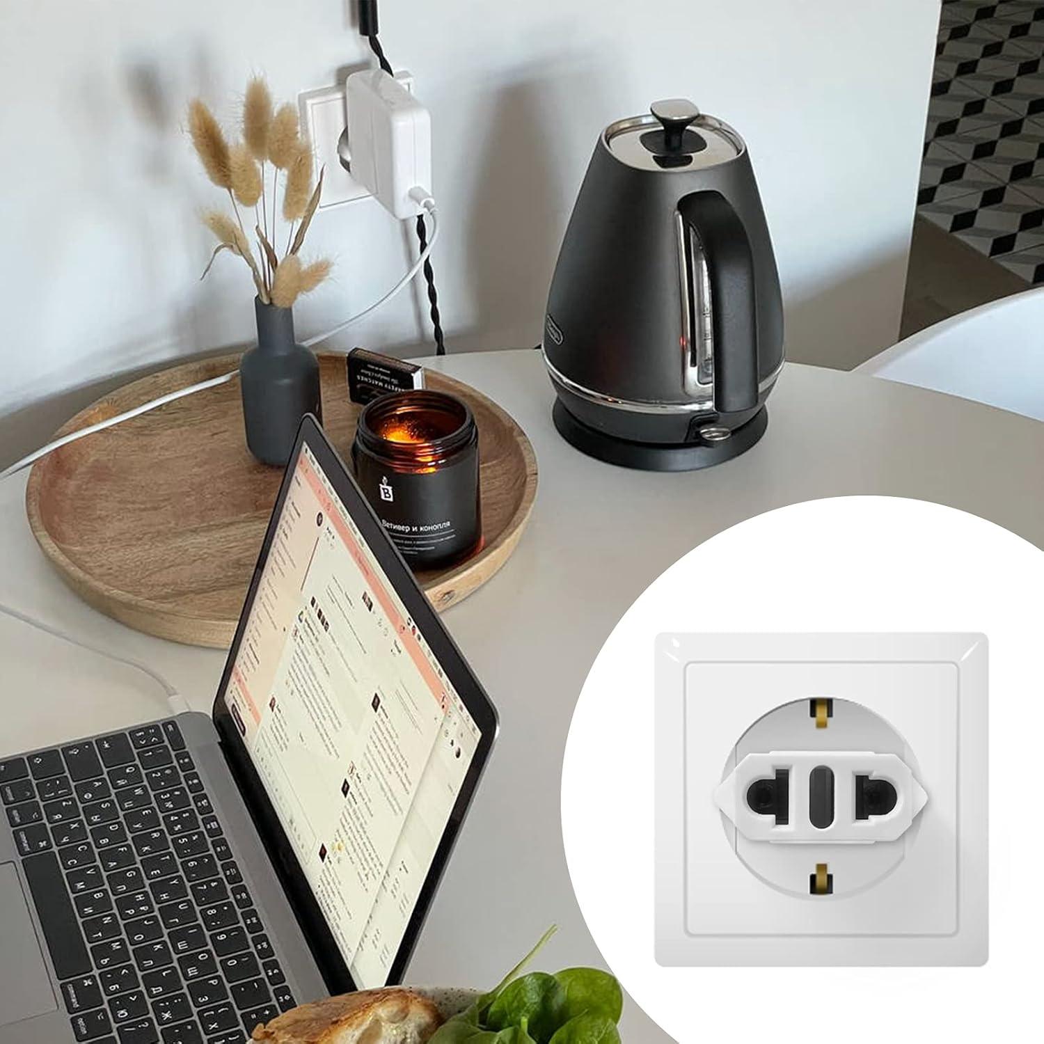 Adaptador de Enchufe Europeo Tipo C Romeda - 6 Paquetes Blanco