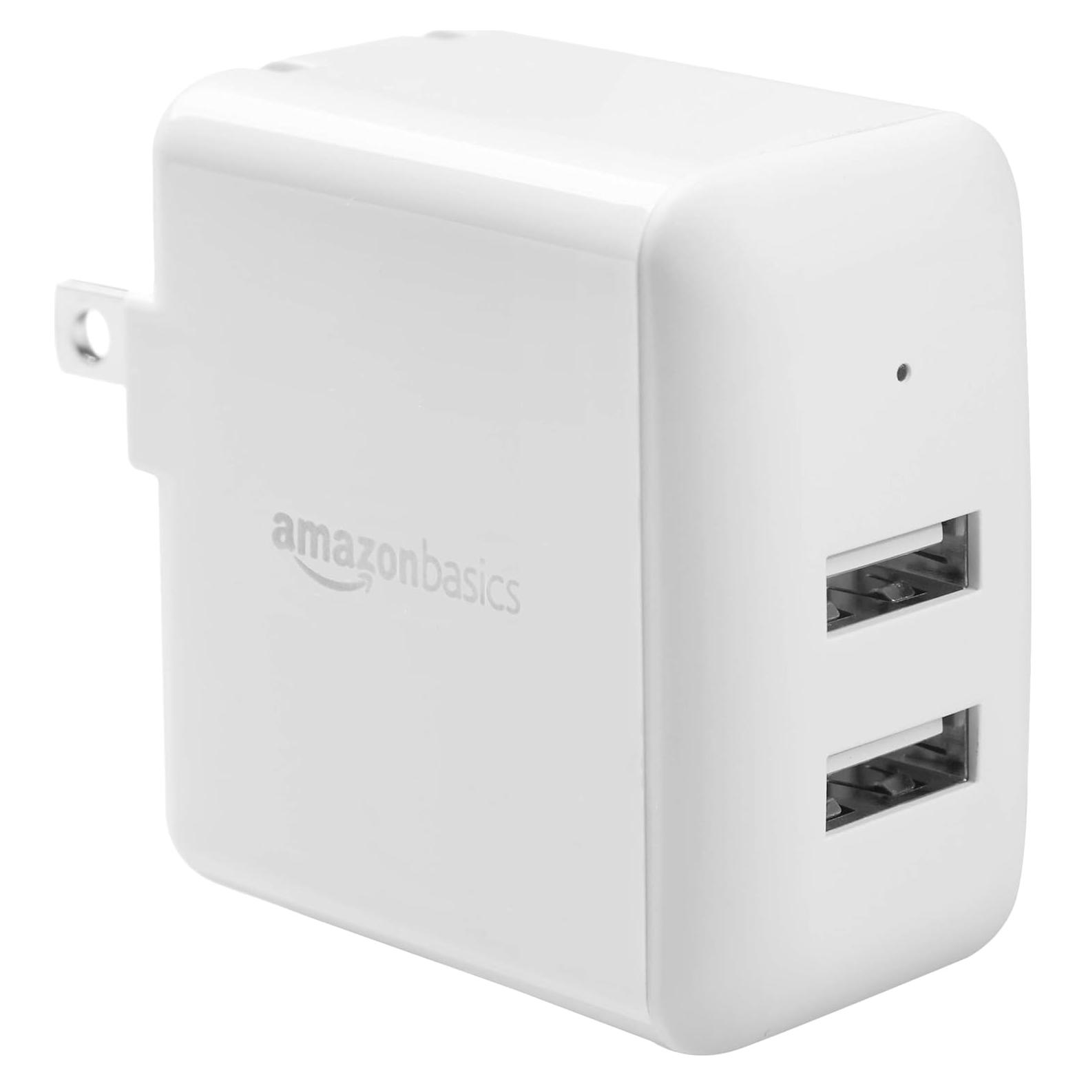 Cargador de Pared USB-A 24W Amazon Basics Blanco