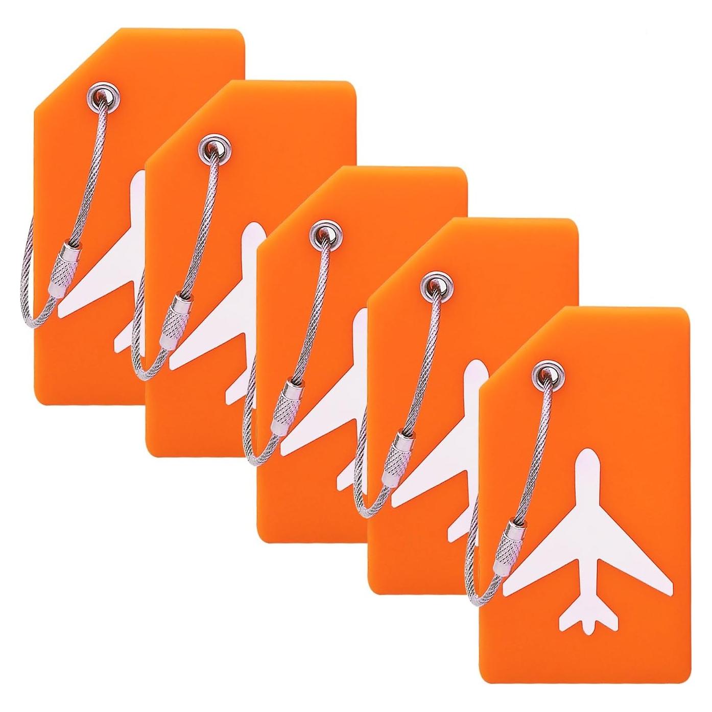5 Etiquetas de Equipaje de Silicona Ovener Naranja con ID