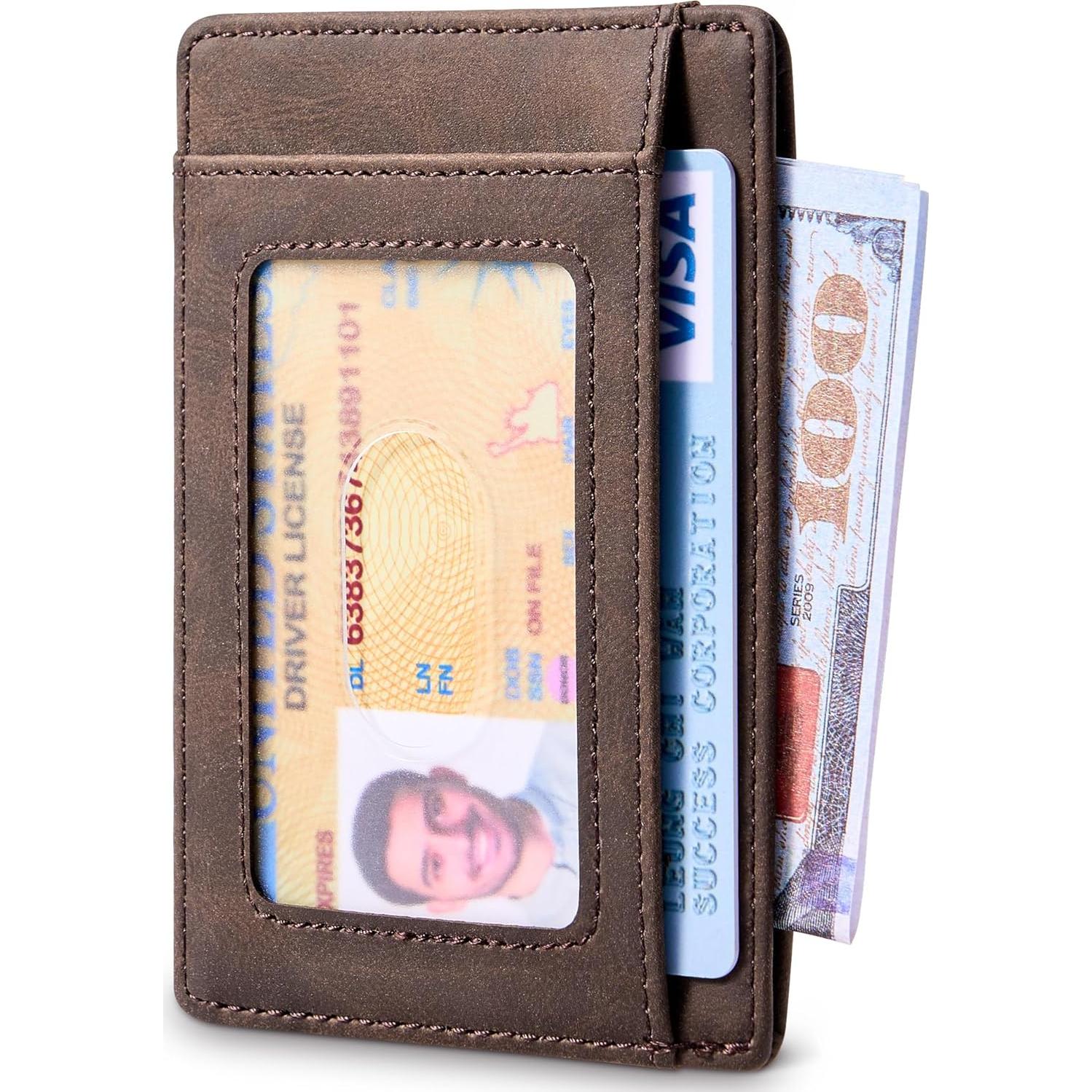 Billetera Slim Travelambo de Cuero Minimalista con Bloqueo RFID