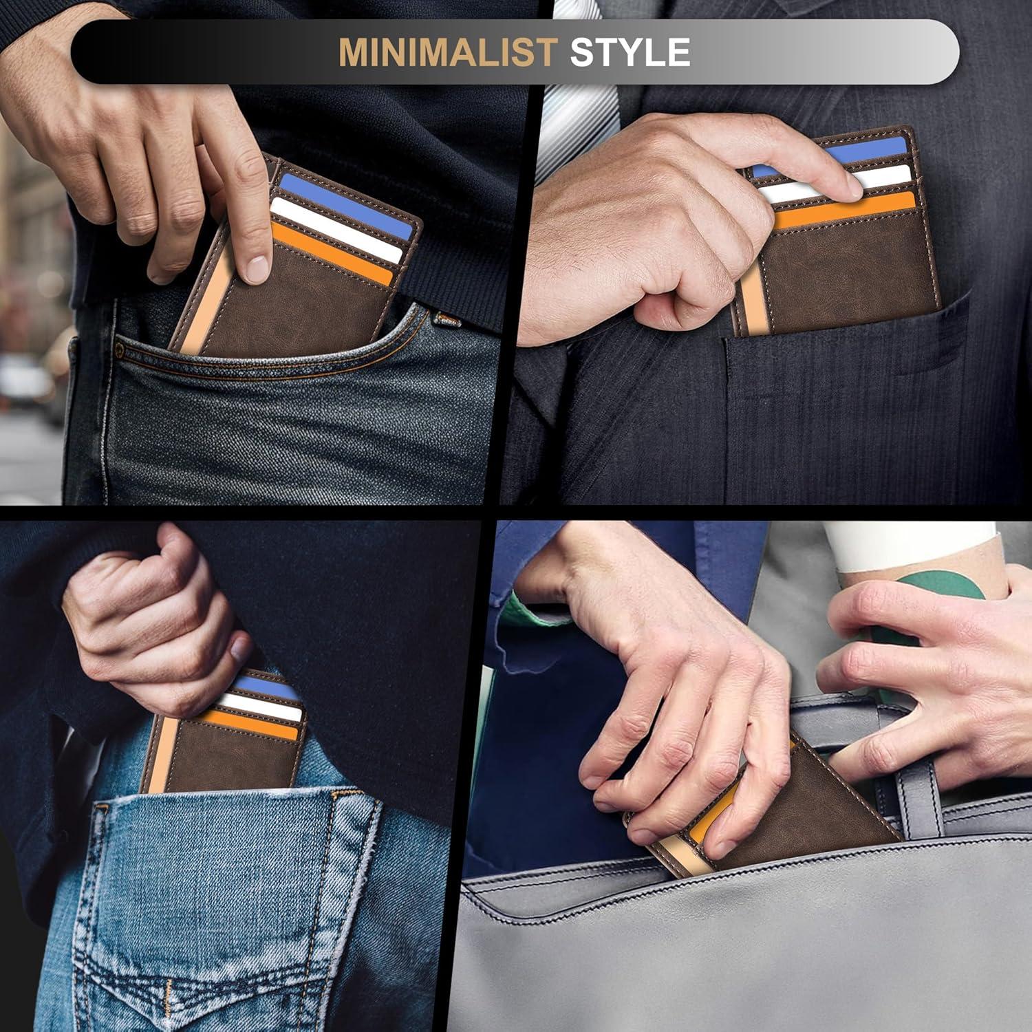 Billetera Slim Travelambo de Cuero Minimalista con Bloqueo RFID