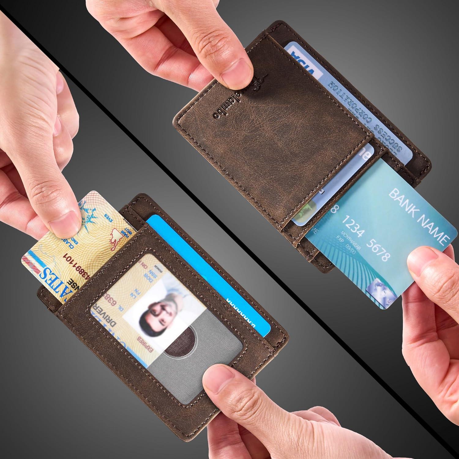 Billetera Slim Travelambo de Cuero Minimalista con Bloqueo RFID