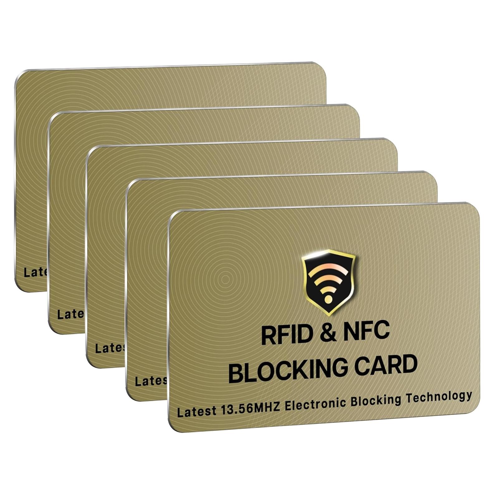 Tarjetas RFID SaiTech IT - Paquete de 5 Protege Cartera Dorado