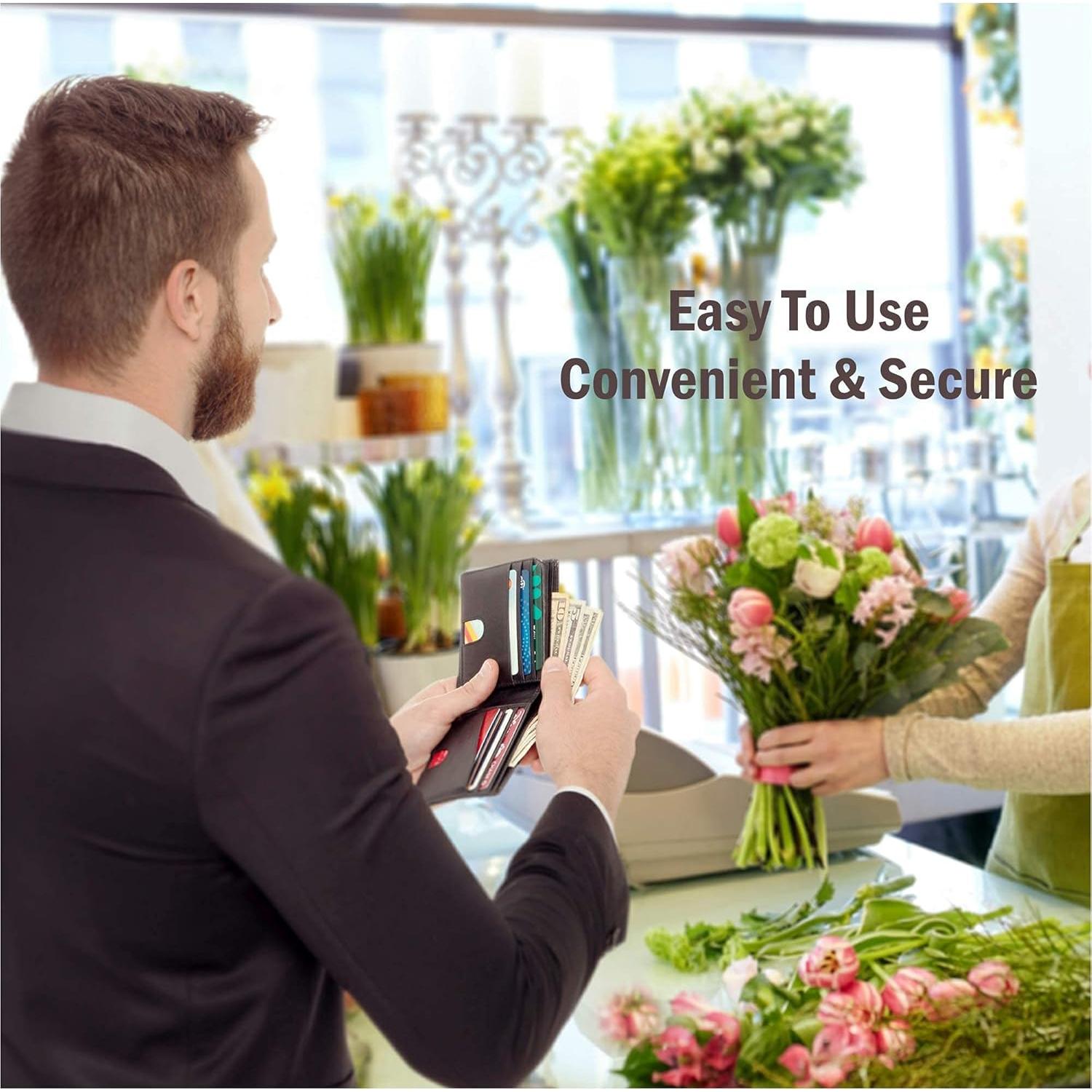 Billetera Bifold Bull Guard de Cuero Genuino Marrón RFID 11 Tarjetas