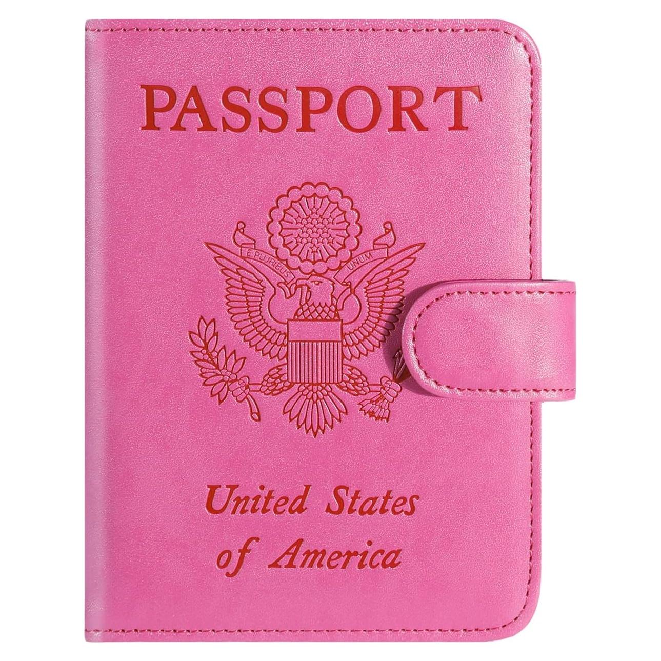 Funda de Pasaporte PASCACOO Rosa con Bloqueo RFID y Tarjetero