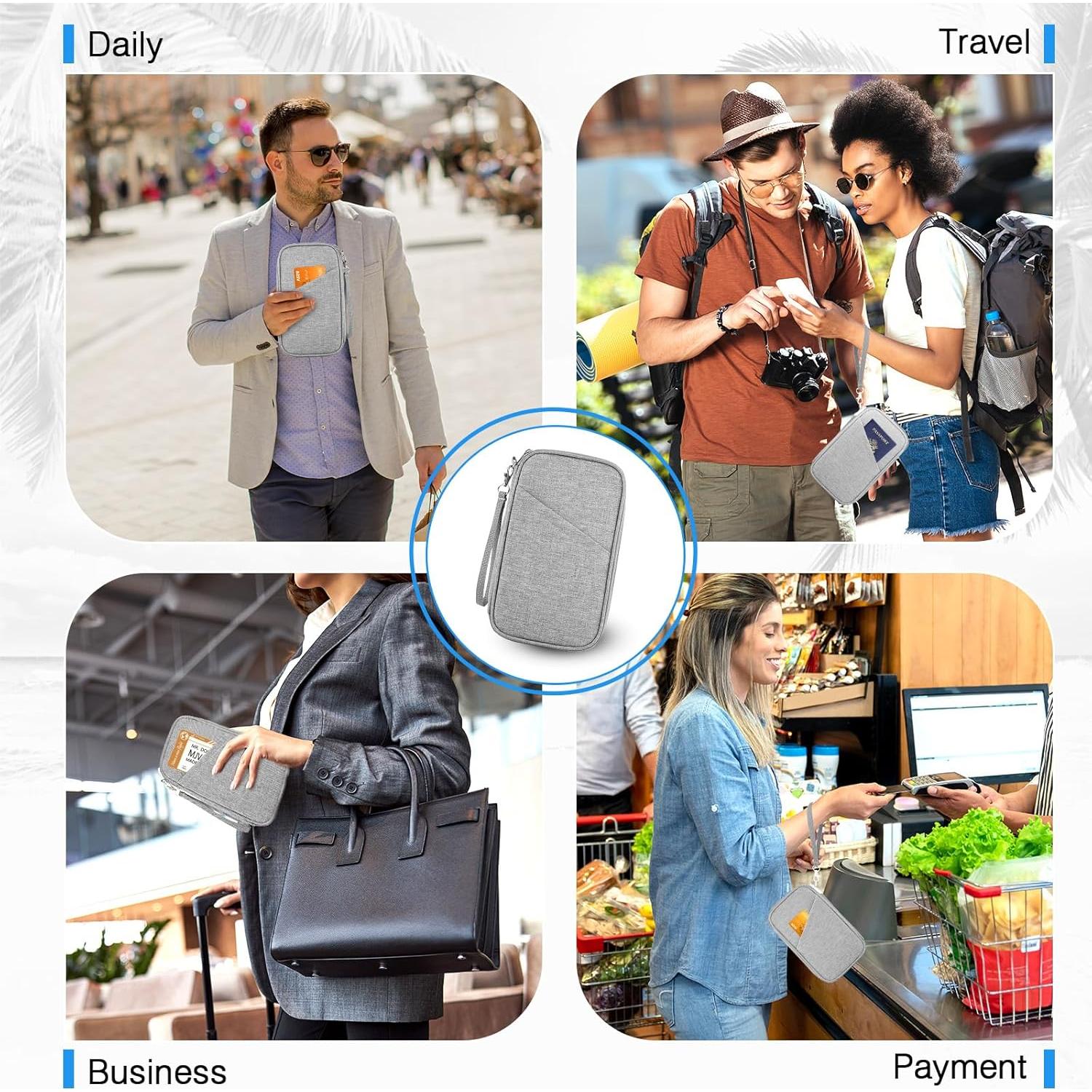 Organizador de Documentos de Viaje Topbag Gris Cuarzo RFID