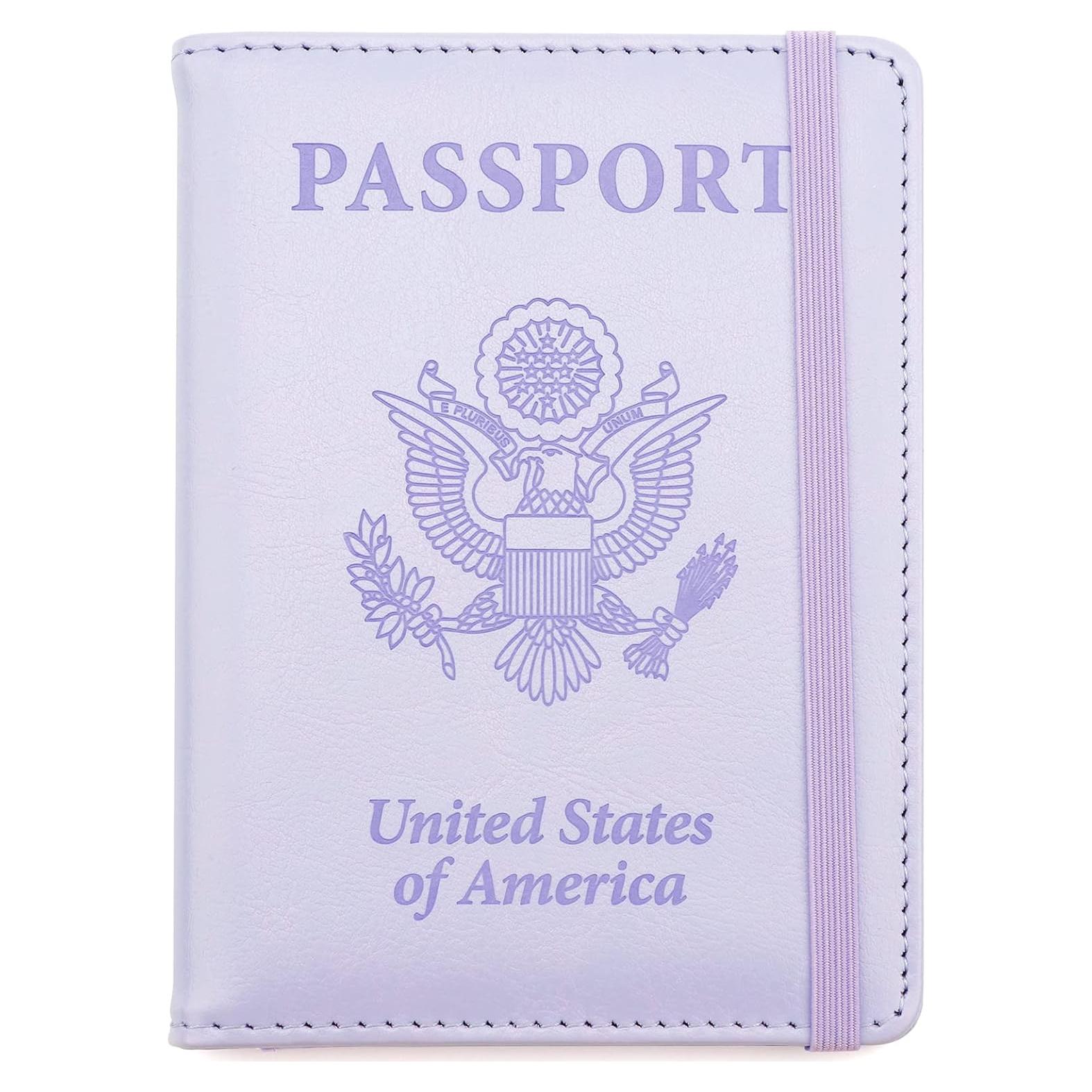 Portapasaportes de Cuero PU Funactu con Bloqueo RFID Púrpura