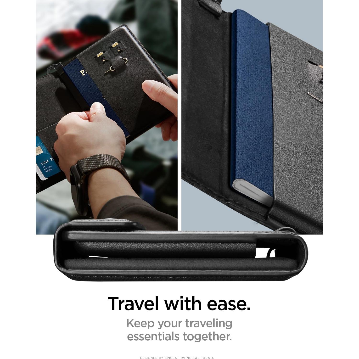 Cubierta de Pasaporte Spigen Life Holder Negro con RFID