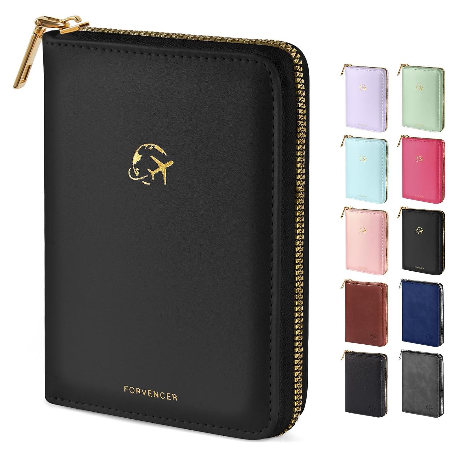 Funda para Pasaporte Forvencer con Cierre Cremallera Negra