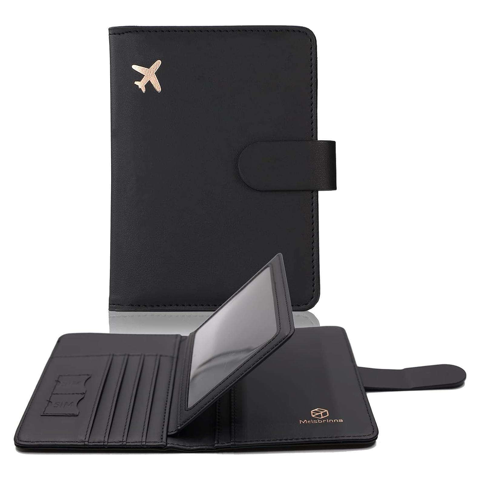 Portapasaportes RFID Melsbrinna Negro Unisex con Ranuras