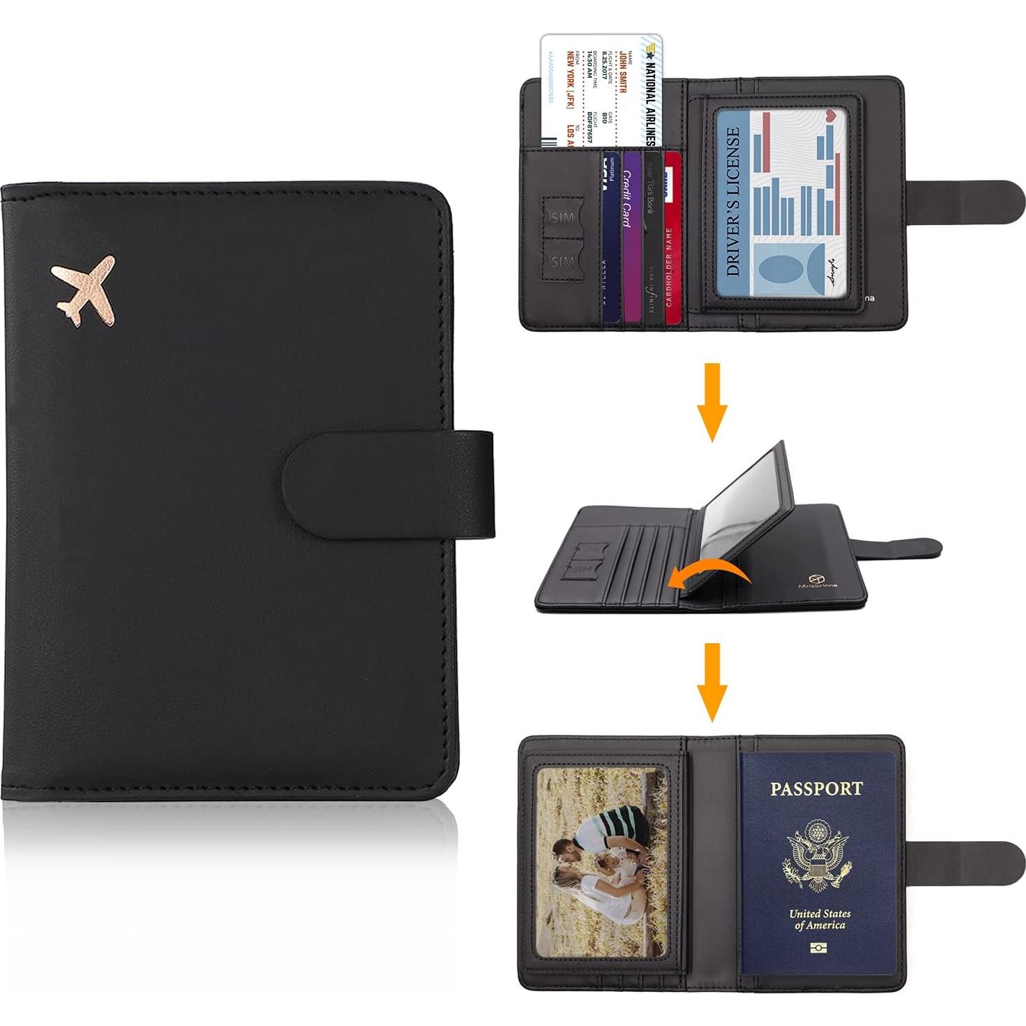 Portapasaportes RFID Melsbrinna Negro Unisex con Ranuras
