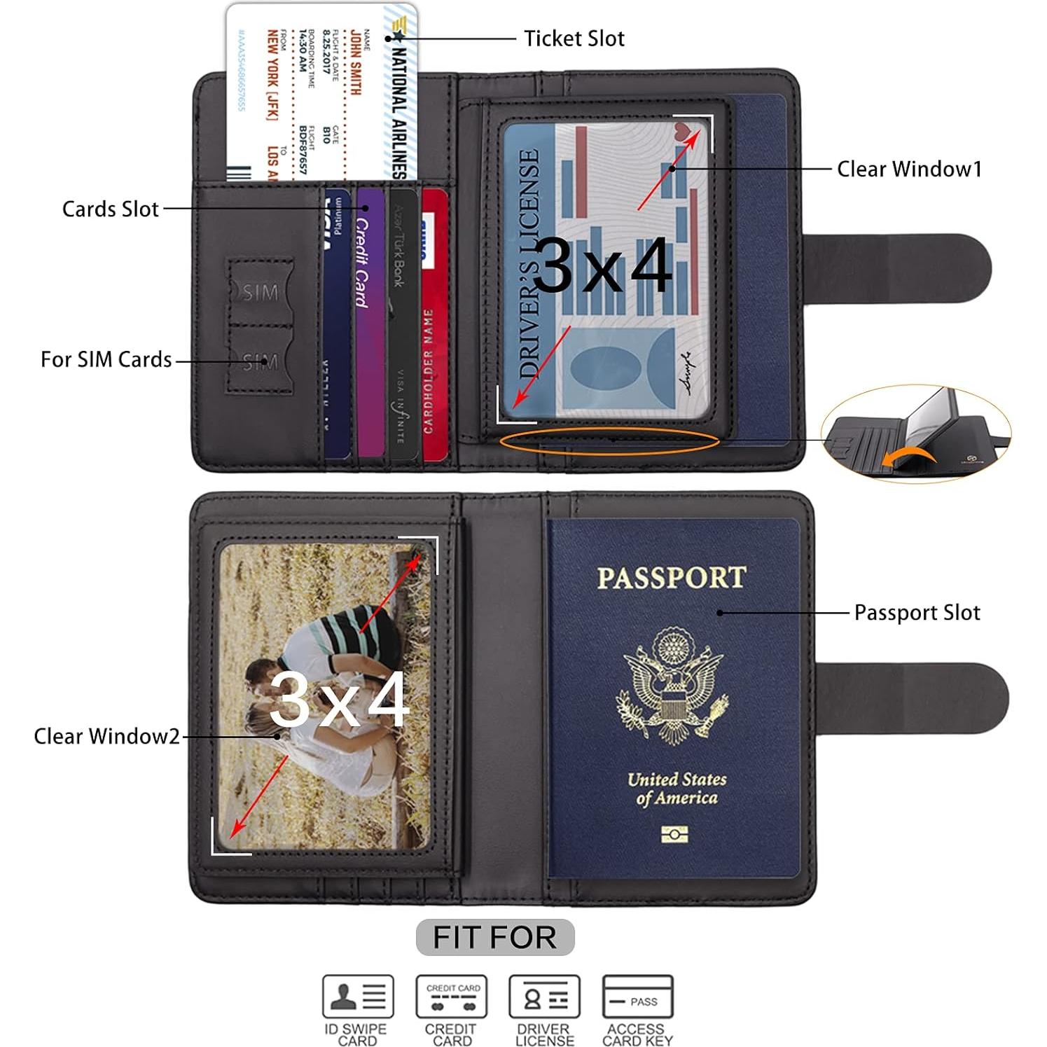 Portapasaportes RFID Melsbrinna Negro Unisex con Ranuras