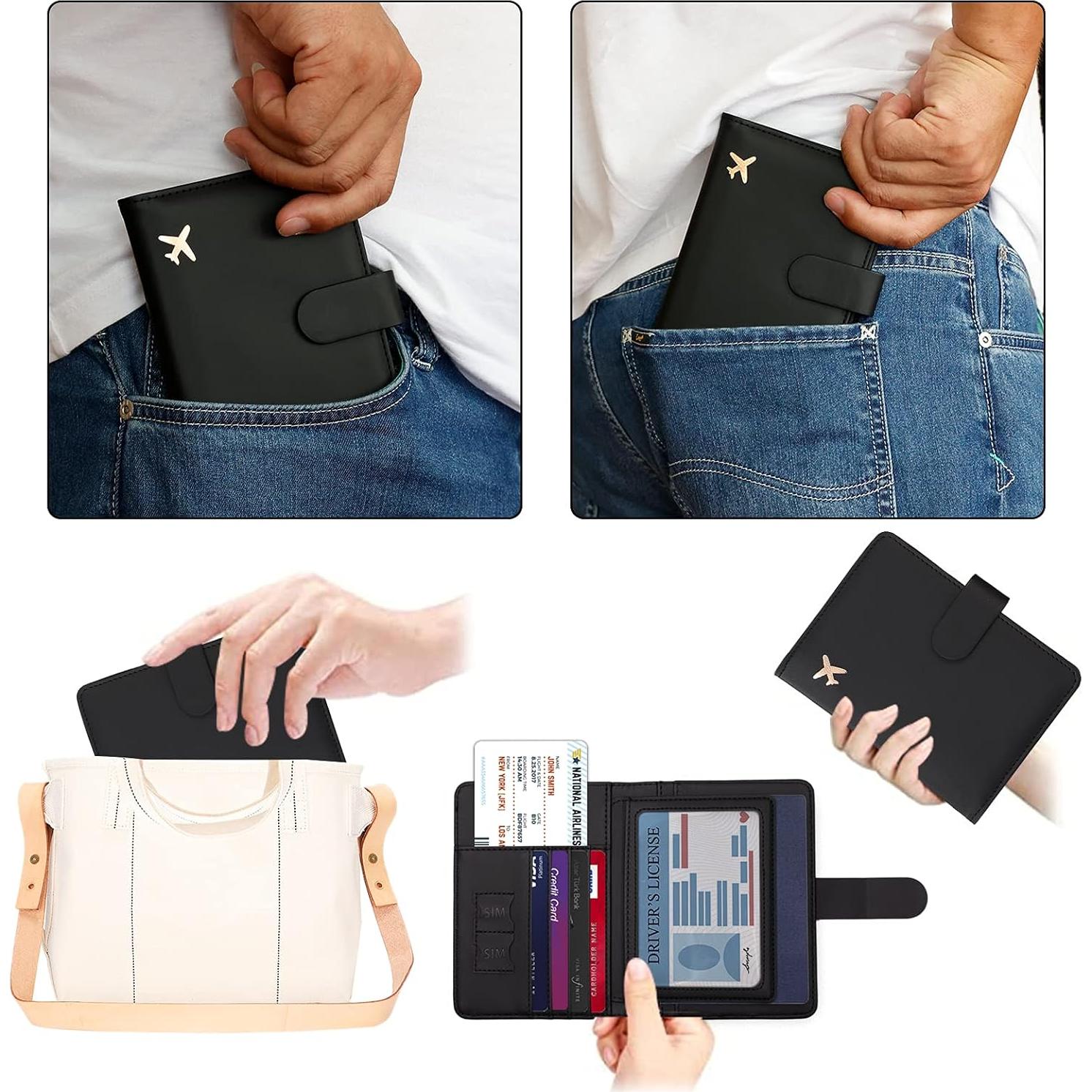 Portapasaportes RFID Melsbrinna Negro Unisex con Ranuras