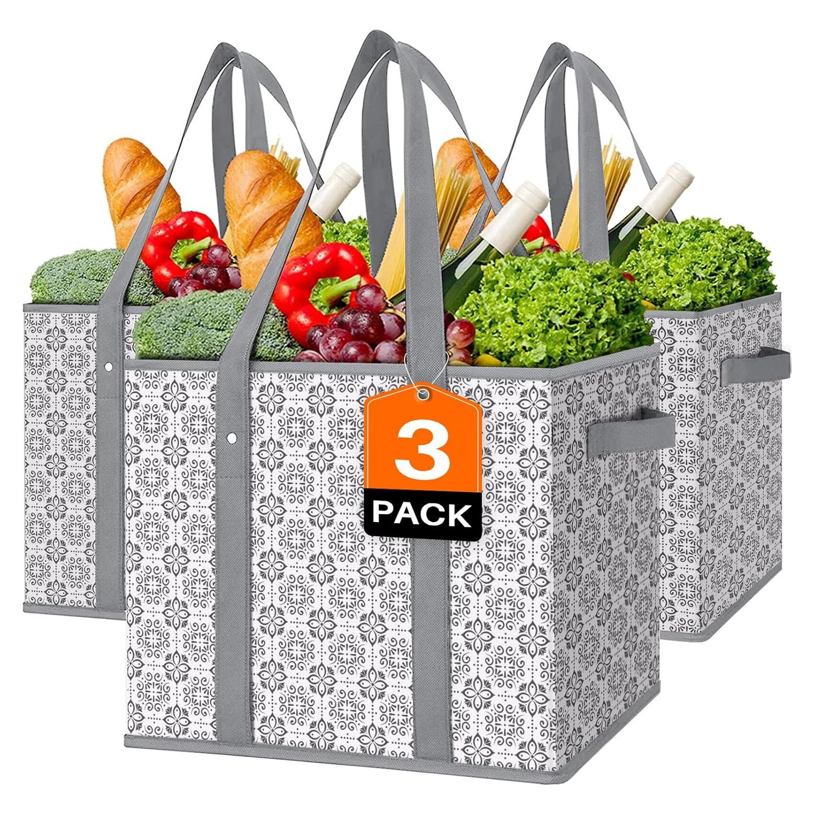 Bolsas de Compras Reutilizables WiseLife 3 PCS Resistente al Agua