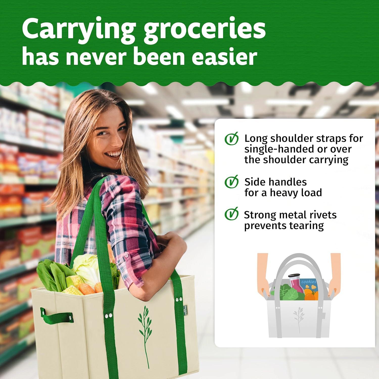 Bolsas de Compras Reutilizables Green Bulldog 3 Piezas 29.48 kg