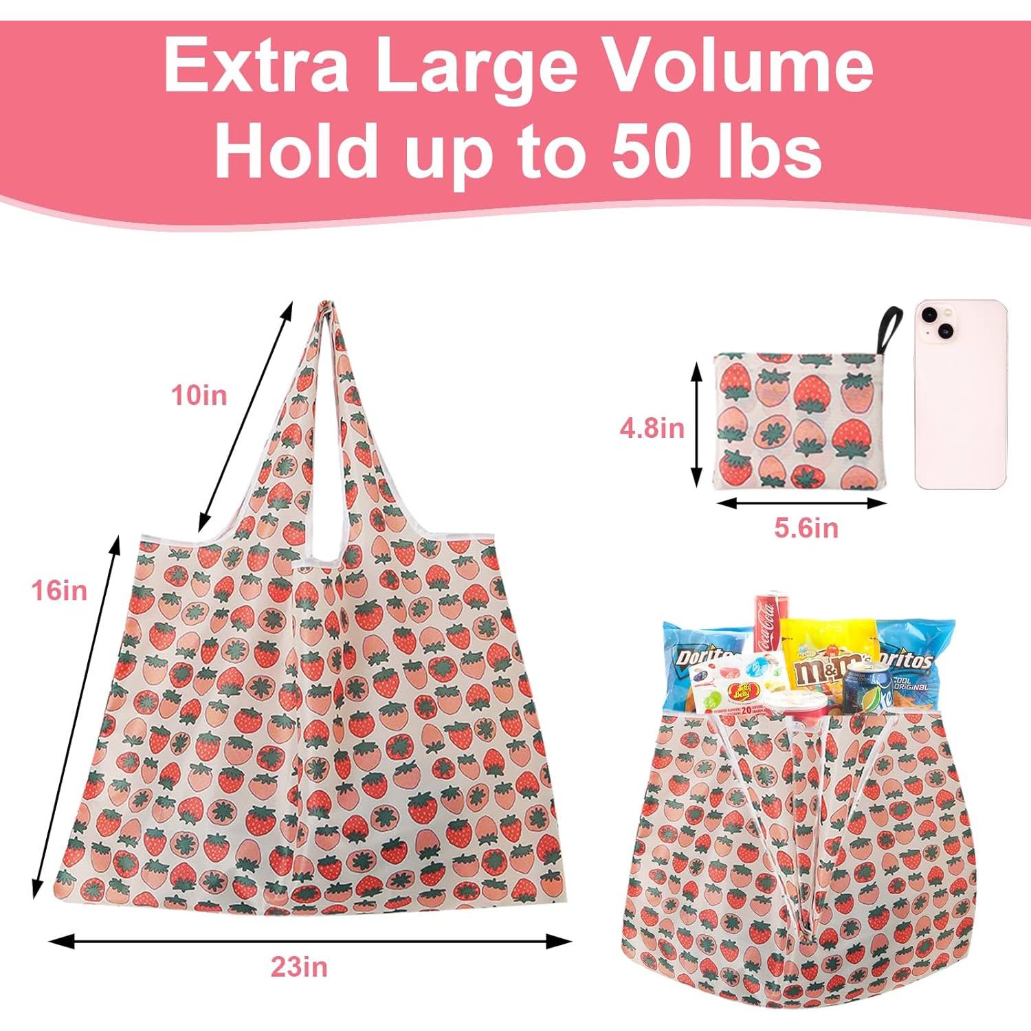 Bolsas de Compras Reutilizables Plegables 22.68 kg Rosa - 2 Piezas