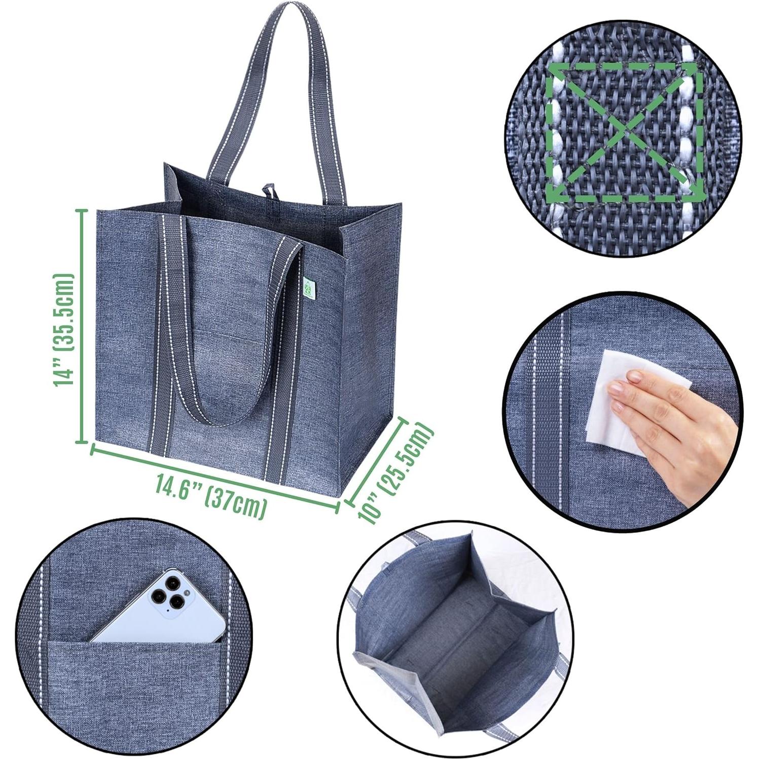 Bolsas de Compras Reutilizables VENO 4 Piezas 34L Gris