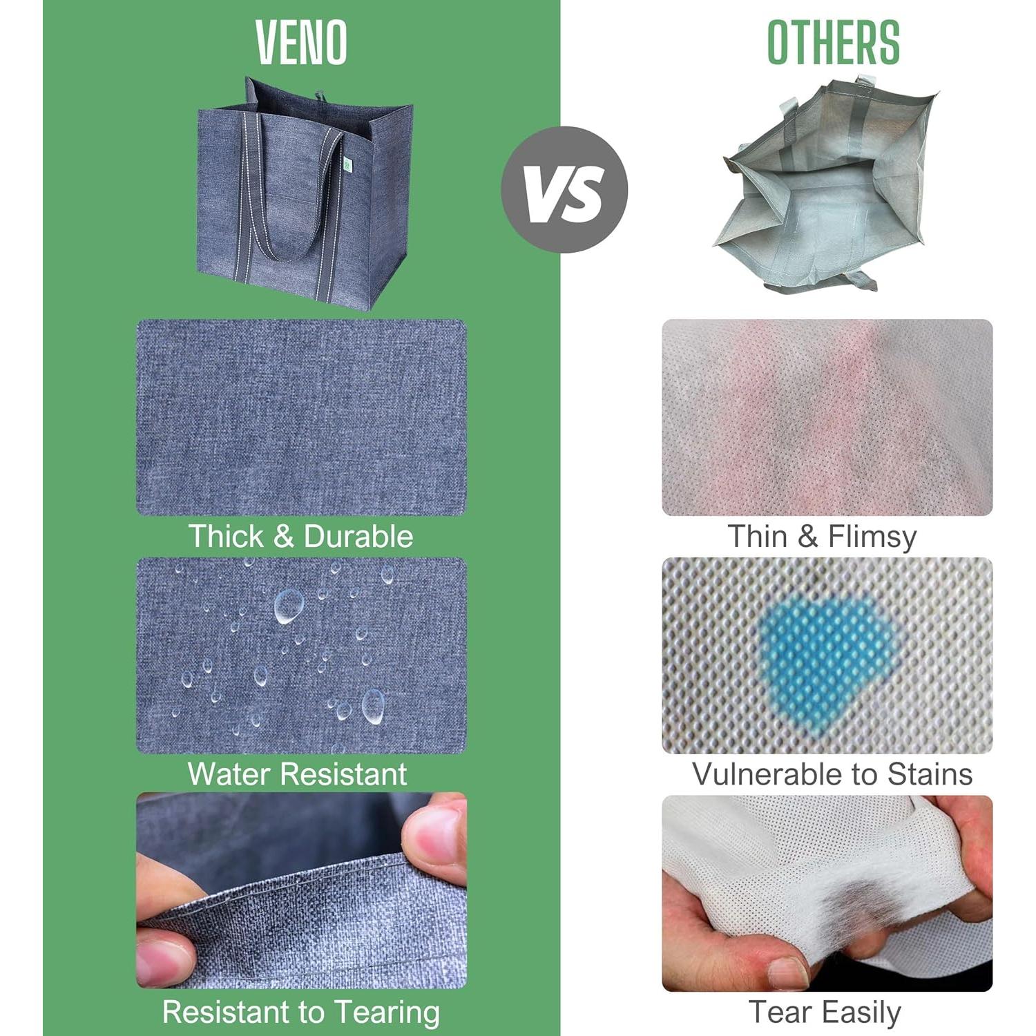 Bolsas de Compras Reutilizables VENO 4 Piezas 34L Gris