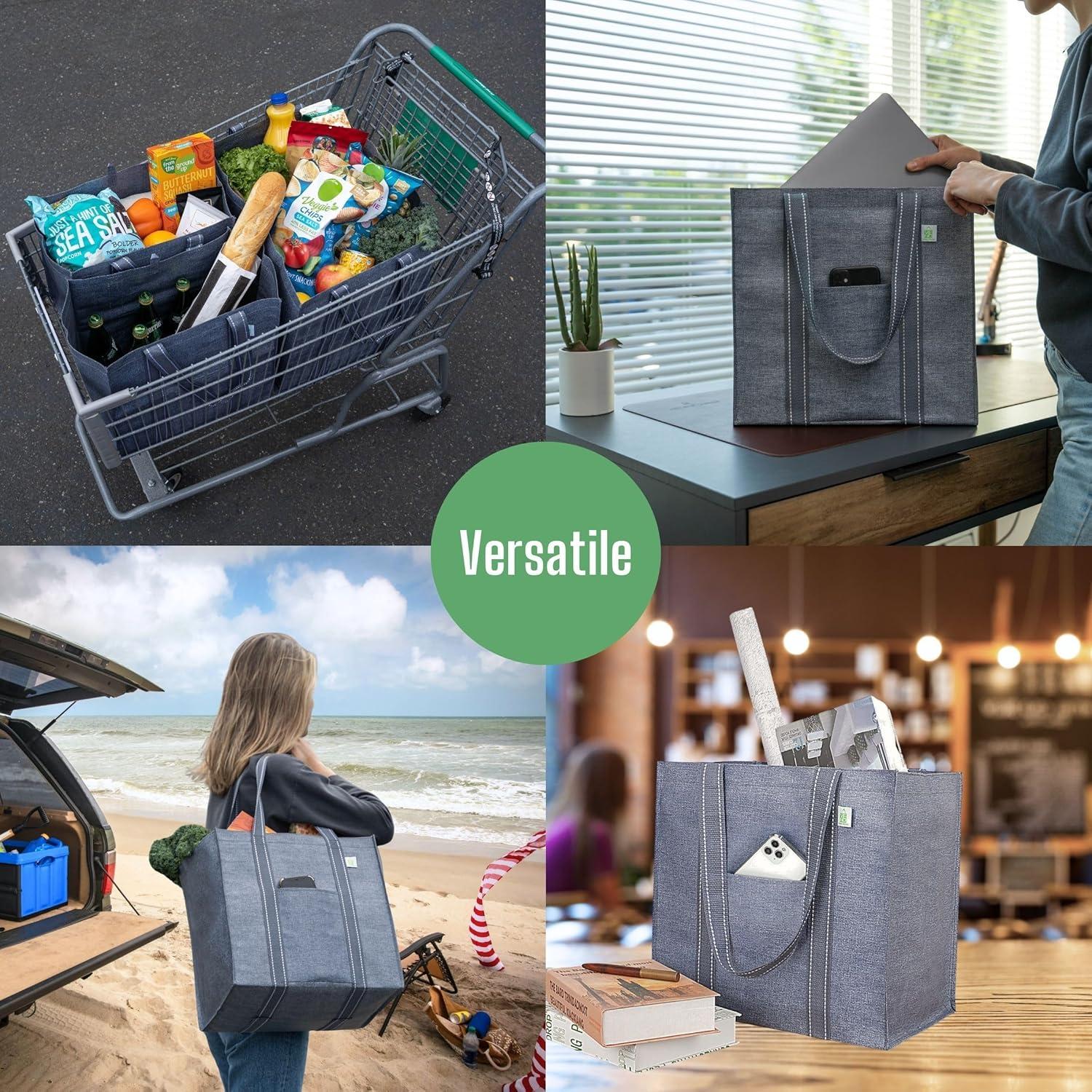 Bolsas de Compras Reutilizables VENO 4 Piezas 34L Gris