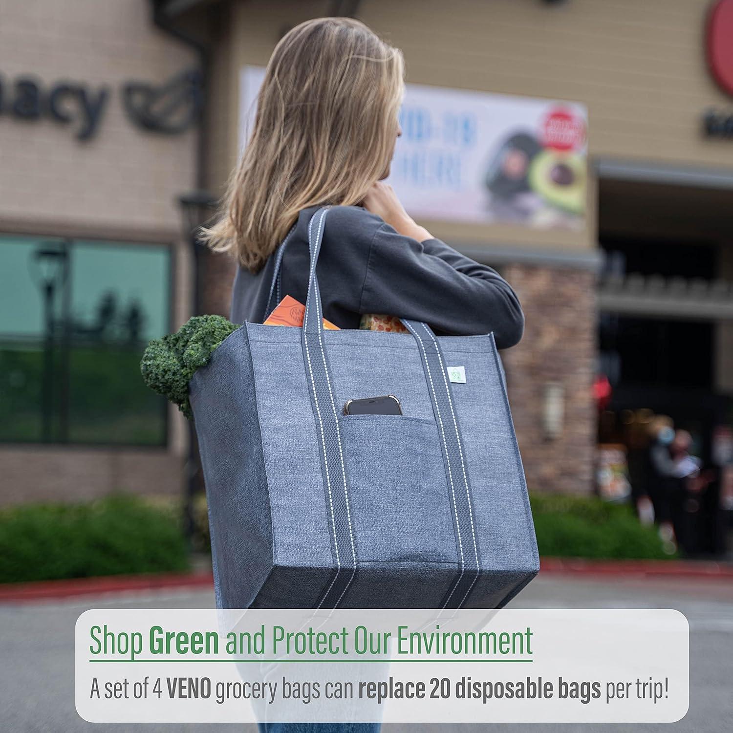 Bolsas de Compras Reutilizables VENO 4 Piezas 34L Gris