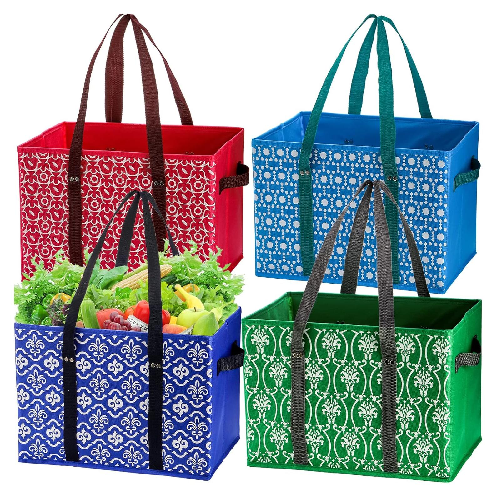 Bolsas de Compras Reutilizables WUWEOT 4 Pack Grande 36.8x26.7cm