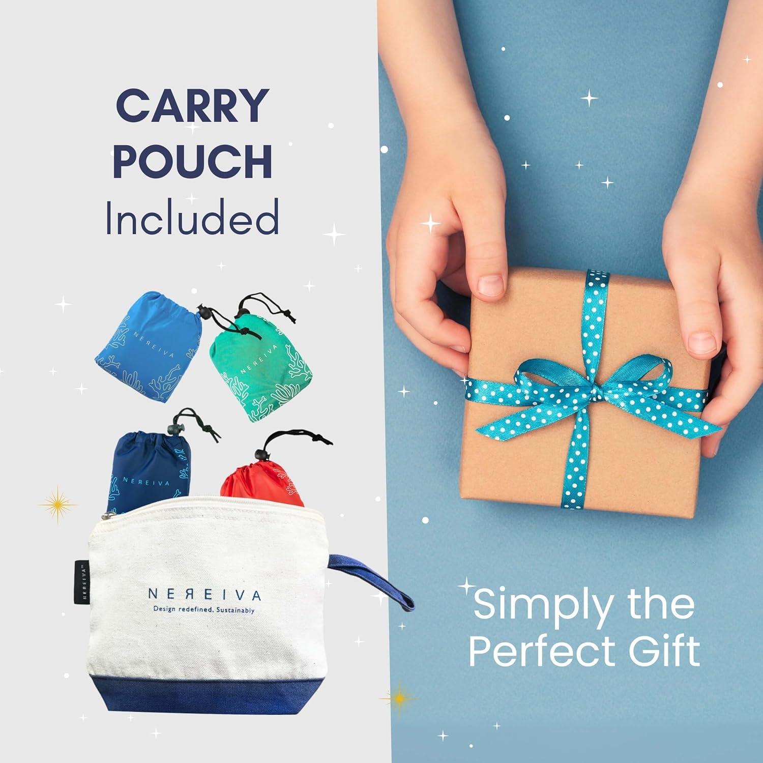 Paquete de 4 bolsas de compras plegables Nereiva - 25 kg