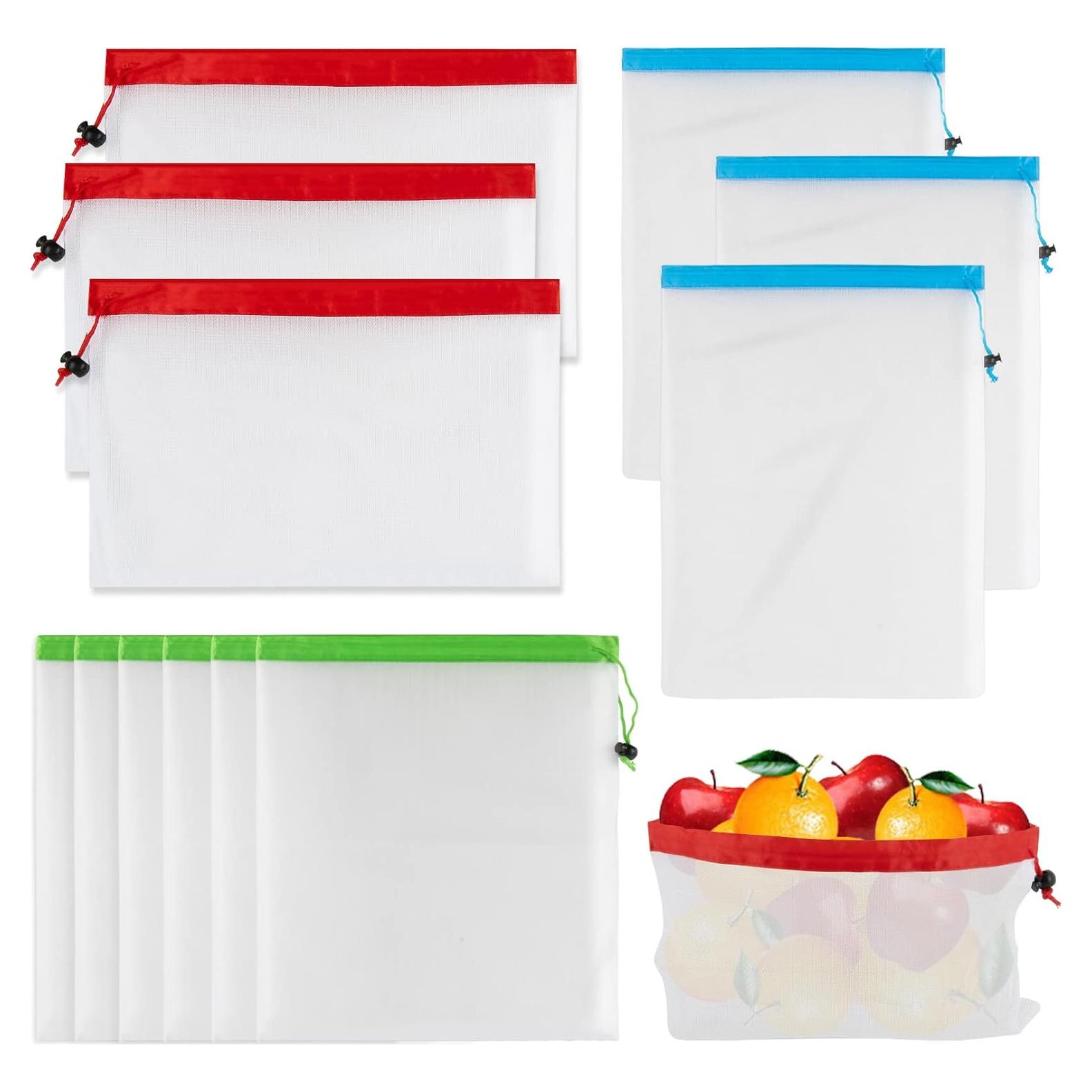 12 Bolsas Reutilizables MAQIHAN de Malla para Verduras y Frutas