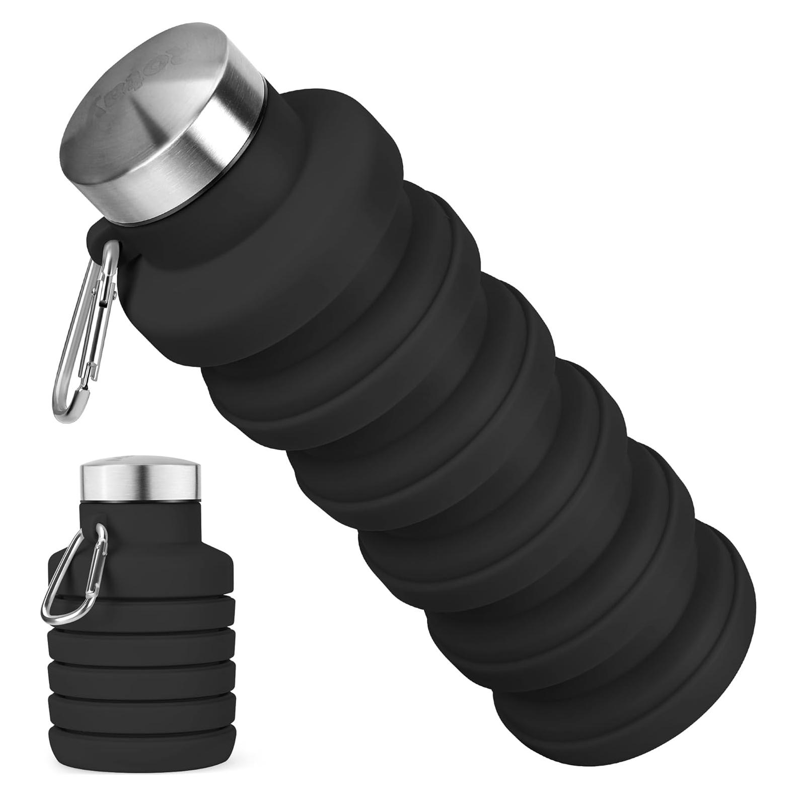 Botella de Agua Plegable Rotayi 473ml Silicona Ligera Negra