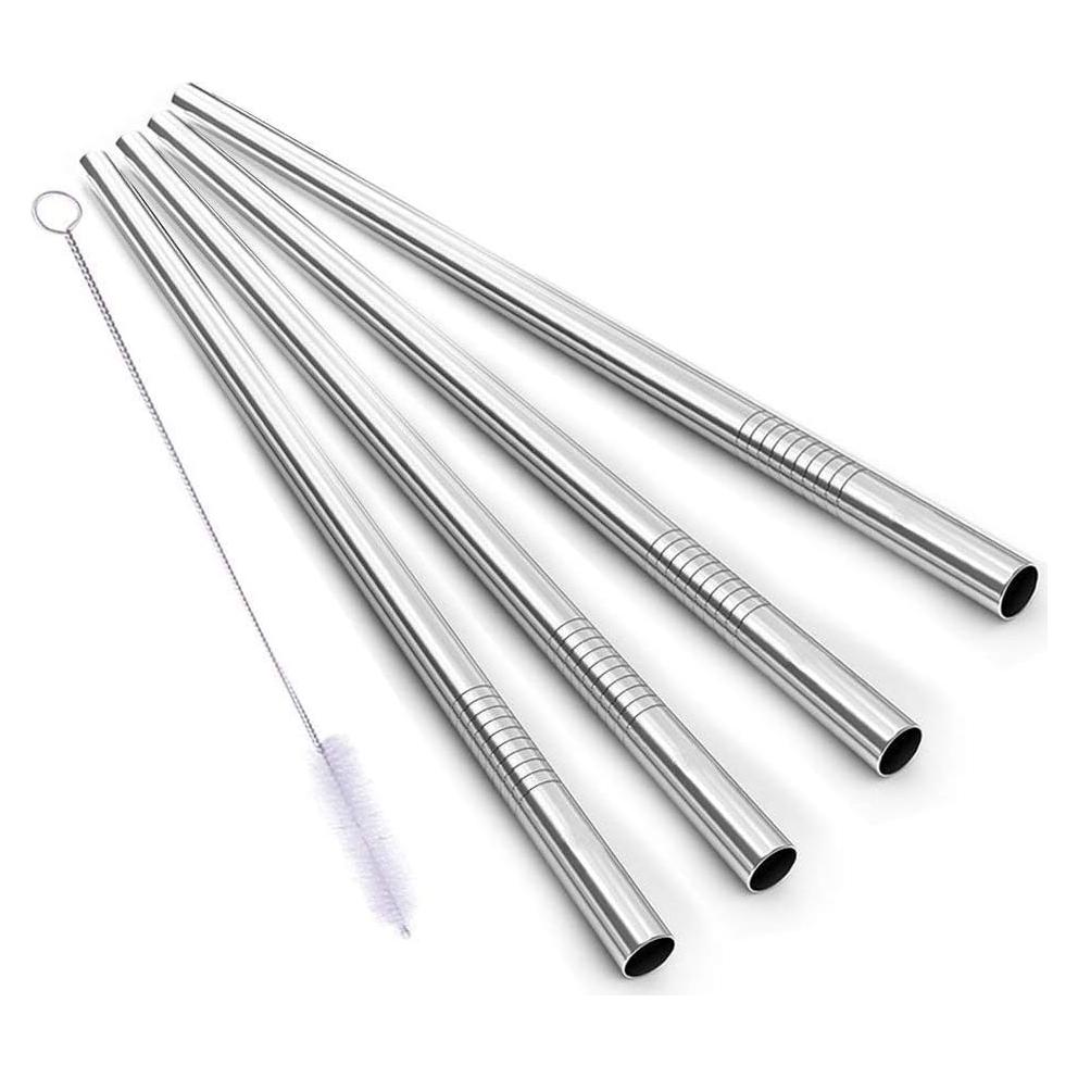 Popotes de Acero Inoxidable ALINK, Set de 4 Reutilizables 23 cm