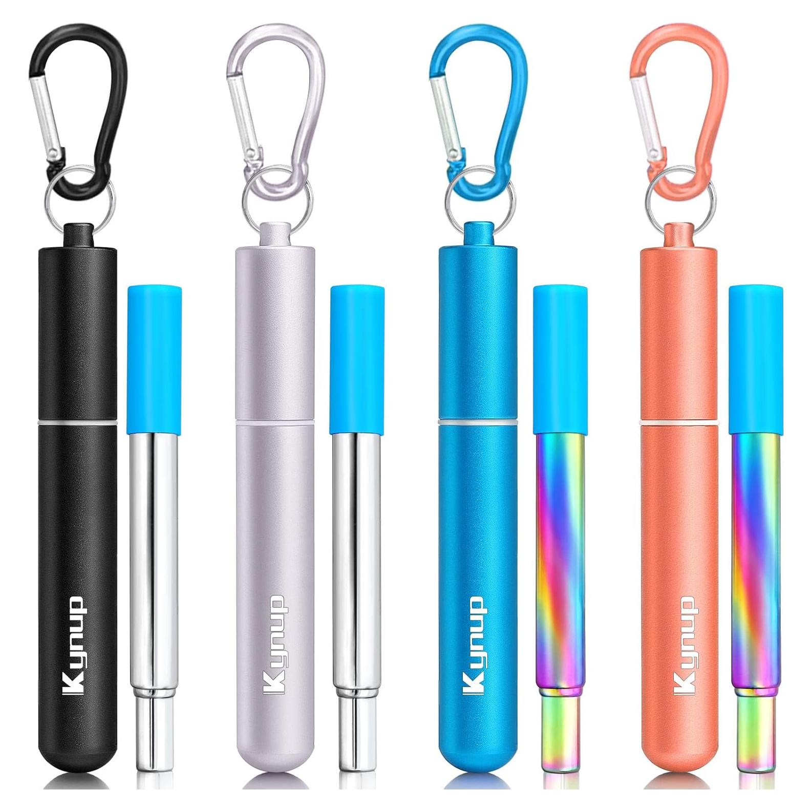 Popotes Reutilizables Plegables Kynup - Acero Inoxidable 4 Pzas