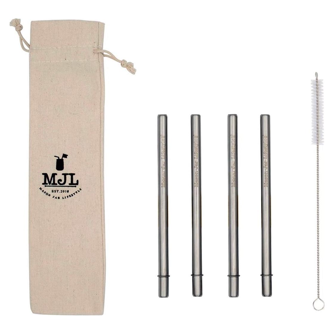 Popotes Cortos de Acero Inoxidable Mason Jar Lifestyle - 4 Unidades