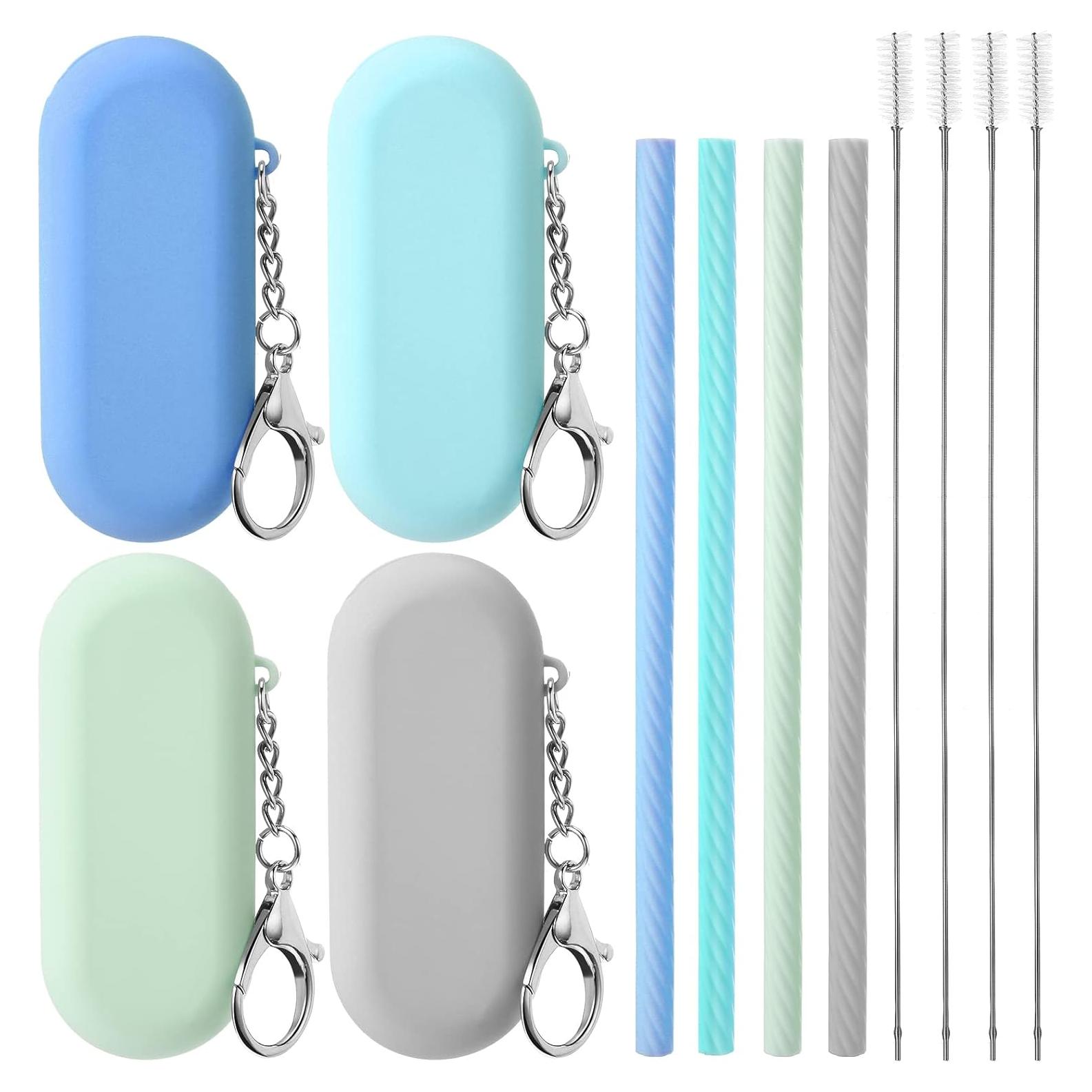 Pajitas de Silicona Reutilizables Meanplan con Estuche 4 Piezas