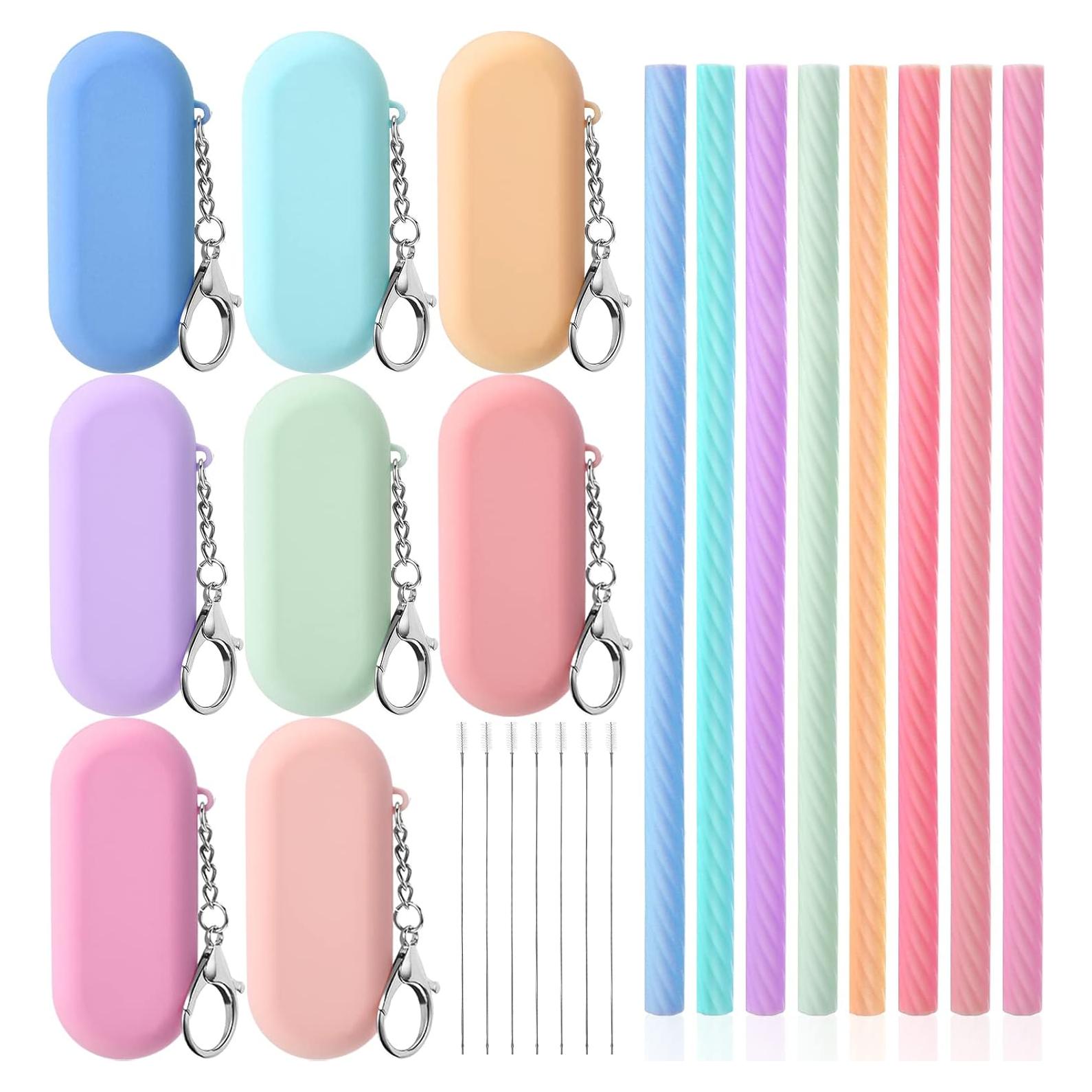 Pajitas de Silicona Reutilizables Meanplan - 8 Piezas con Estuche