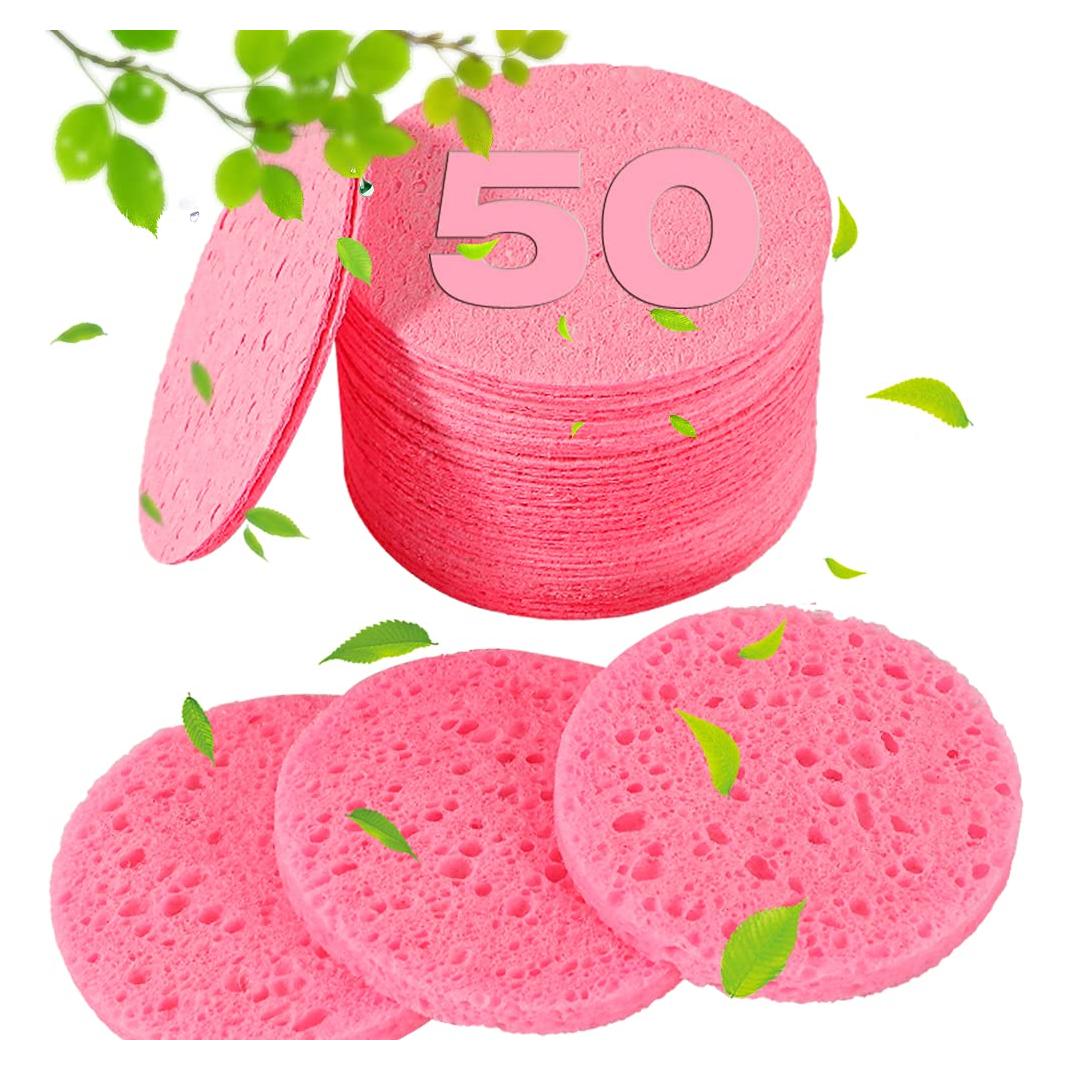 Esponjas Faciales Comprimidas METUUTER 50 Pcs 100% Celulosa Natural