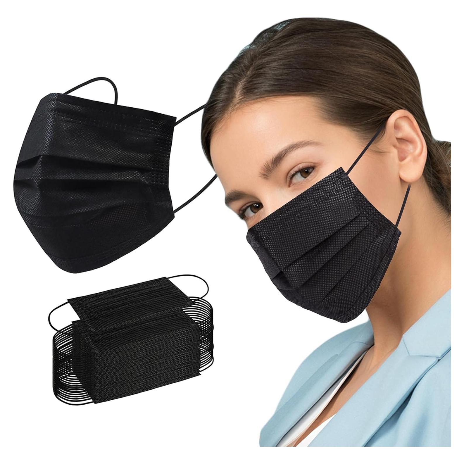 Mascarillas desechables Borje 100 PCS 3 capas negras