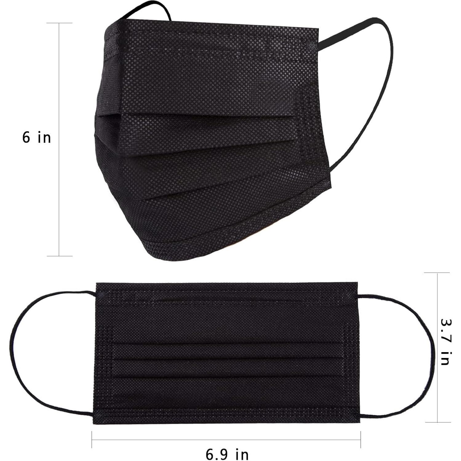 Mascarillas desechables Borje 100 PCS 3 capas negras